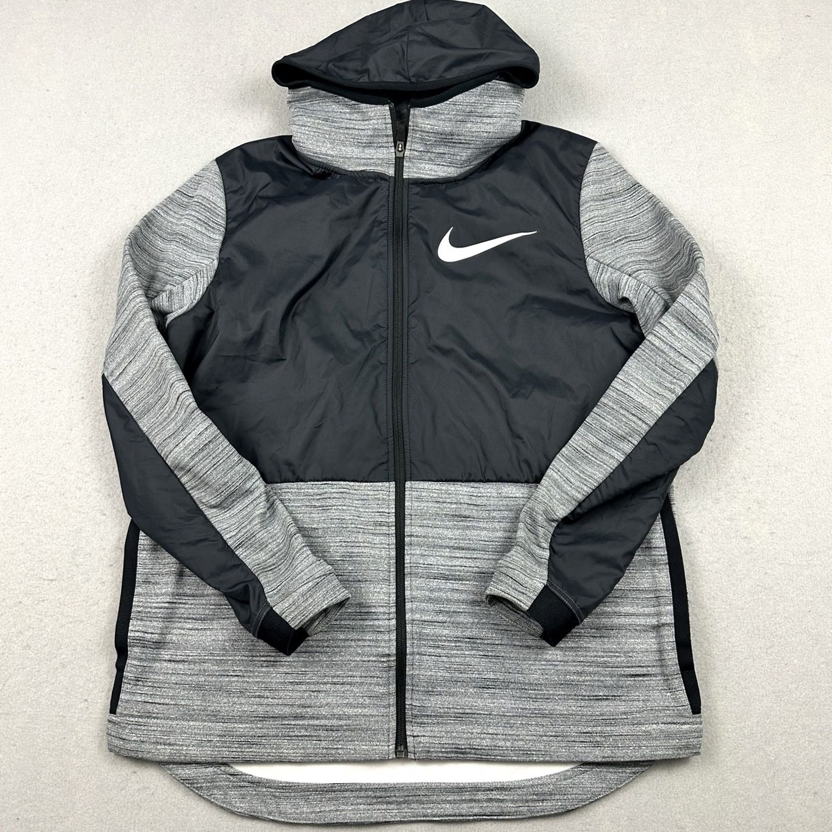 Nike Nike Jacket Men L Gray Black Hybrid Therma Fit Dri Fit Hood Full Zip Pockets Windbreaker Sports Style Mens Size US L / EU 52-54 / 3 - 2 Thumbnail