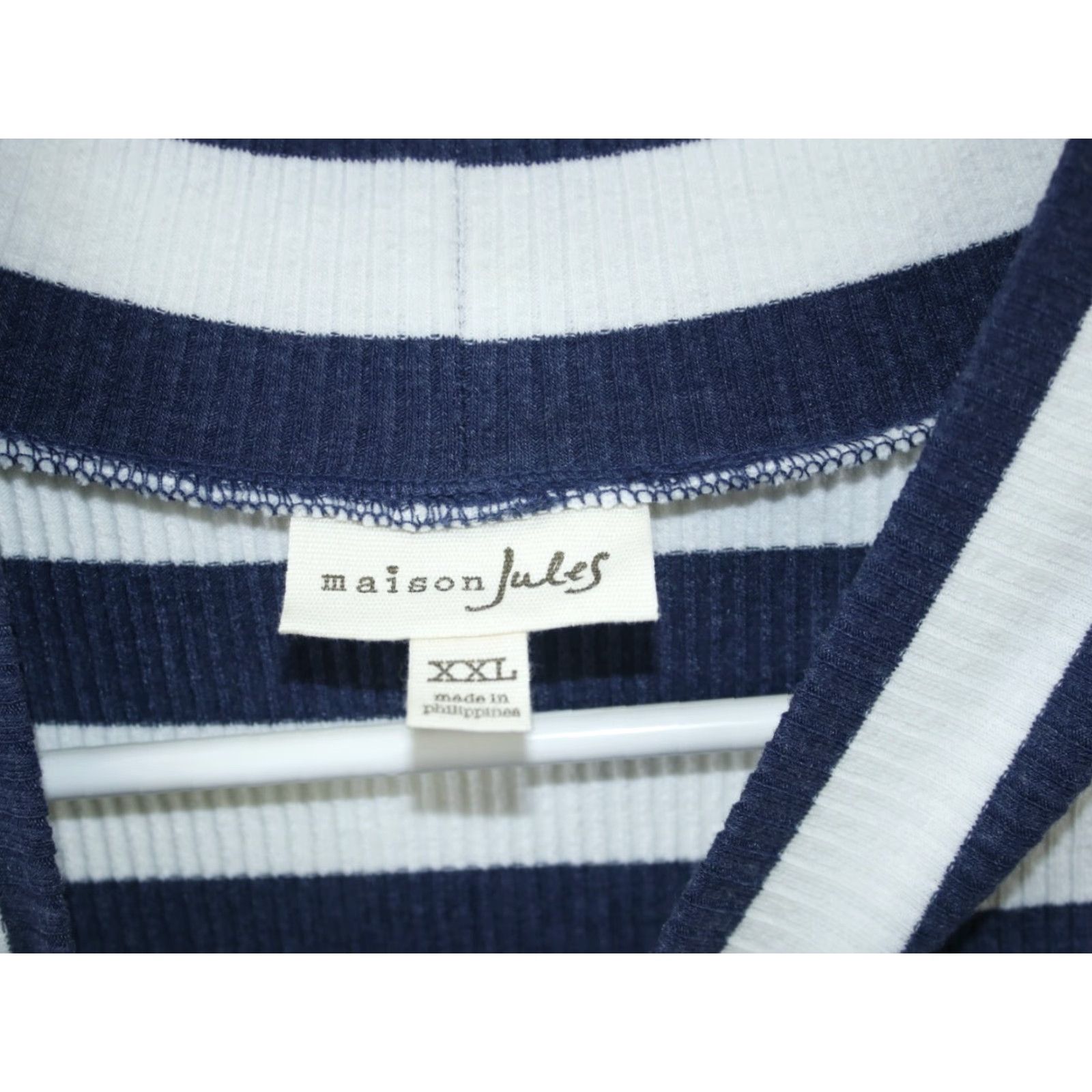 Vintage Maison Jules Dress Womens Short Sleeves Striped Black Casual Mini 2XL NWT Size 40" / US 18 - 5 Thumbnail