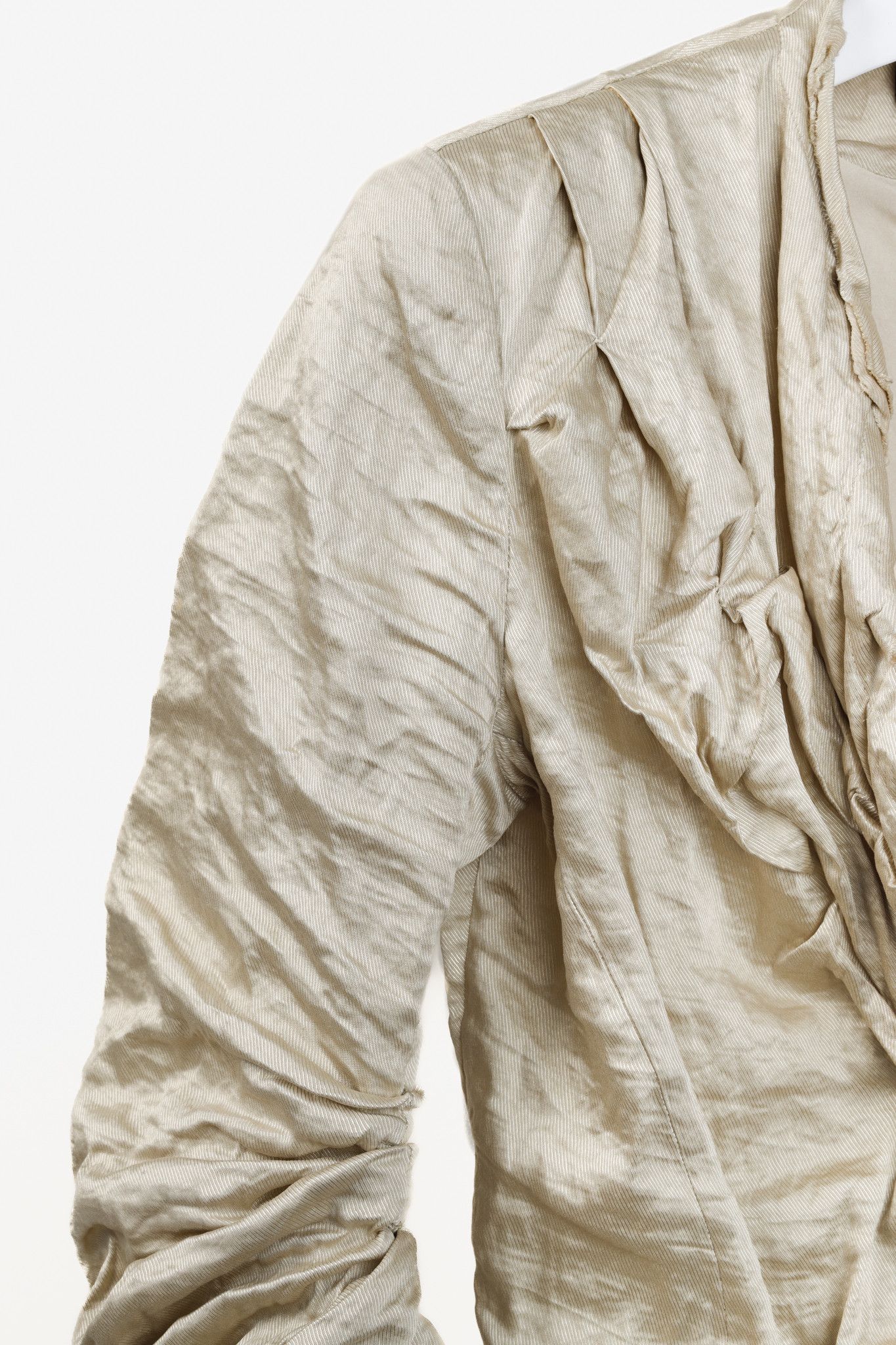 Donna Karan Donna Karan Metallic Silk Gold Ruched Jacket Size L / US 10 / IT 46 - 5 Thumbnail