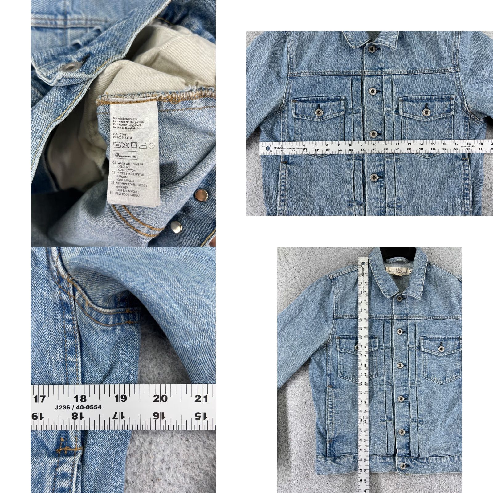 H&M VINTAGE H&M LOGG Jacket Womens M Denim Blue Button Up Cotton Casual 80s 90s Size M / US 6-8 / IT 42-44 - 8 Thumbnail