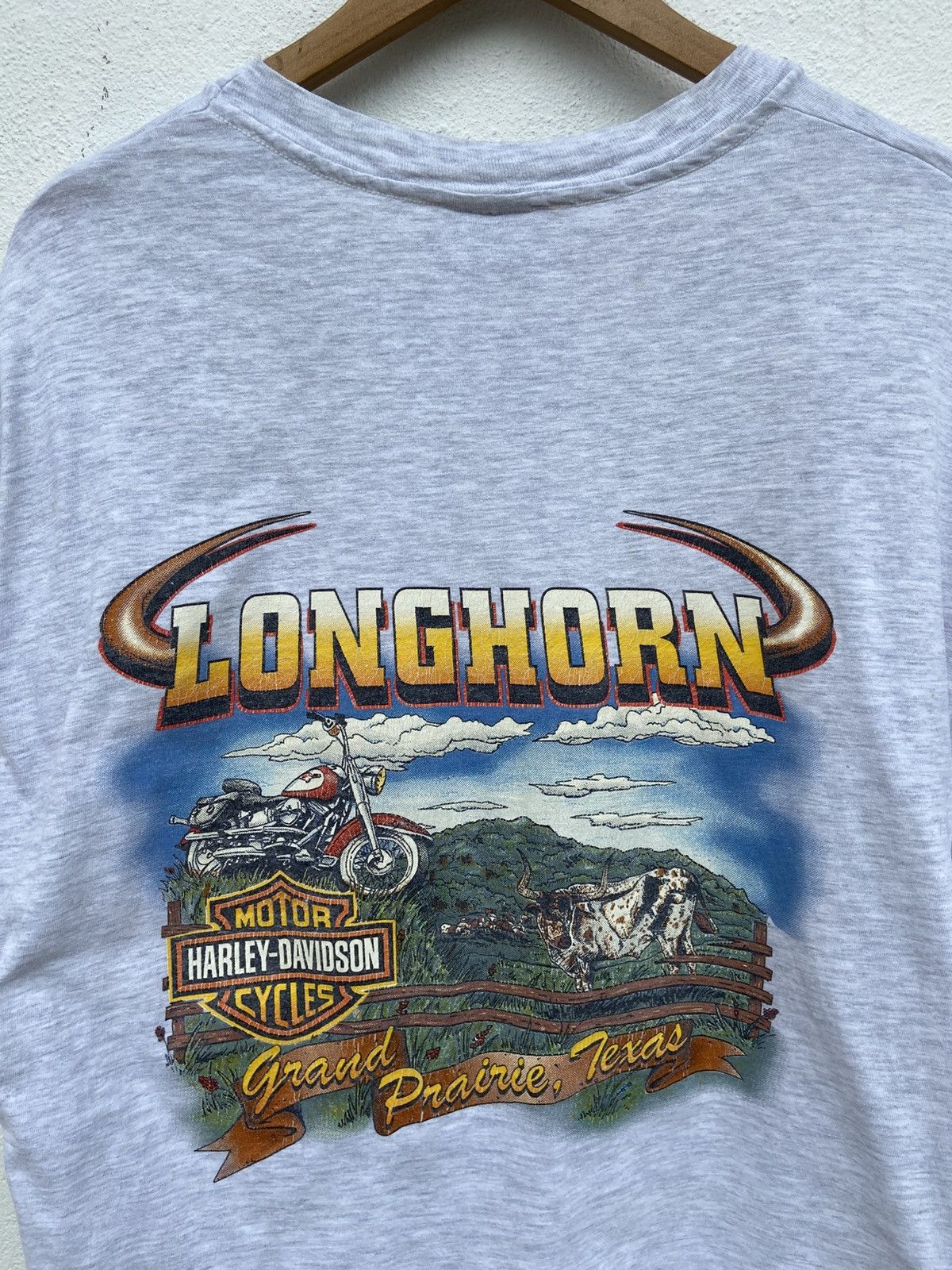 Harley Davidson 🔥 Vintage 90s Vintage Harley Davidson t shirt Longhorn Size US L / EU 52-54 / 3 - 2 Thumbnail