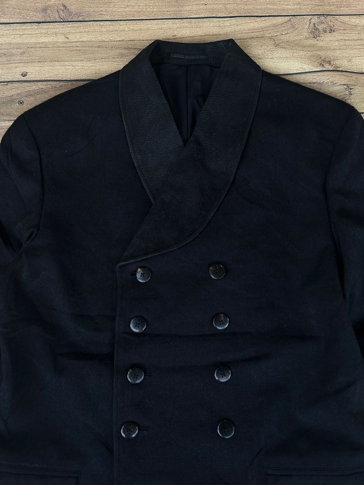 Yohji Yamamoto Yohji yamamoto pour homme leather neck wool coat Size 44S - 3 Thumbnail