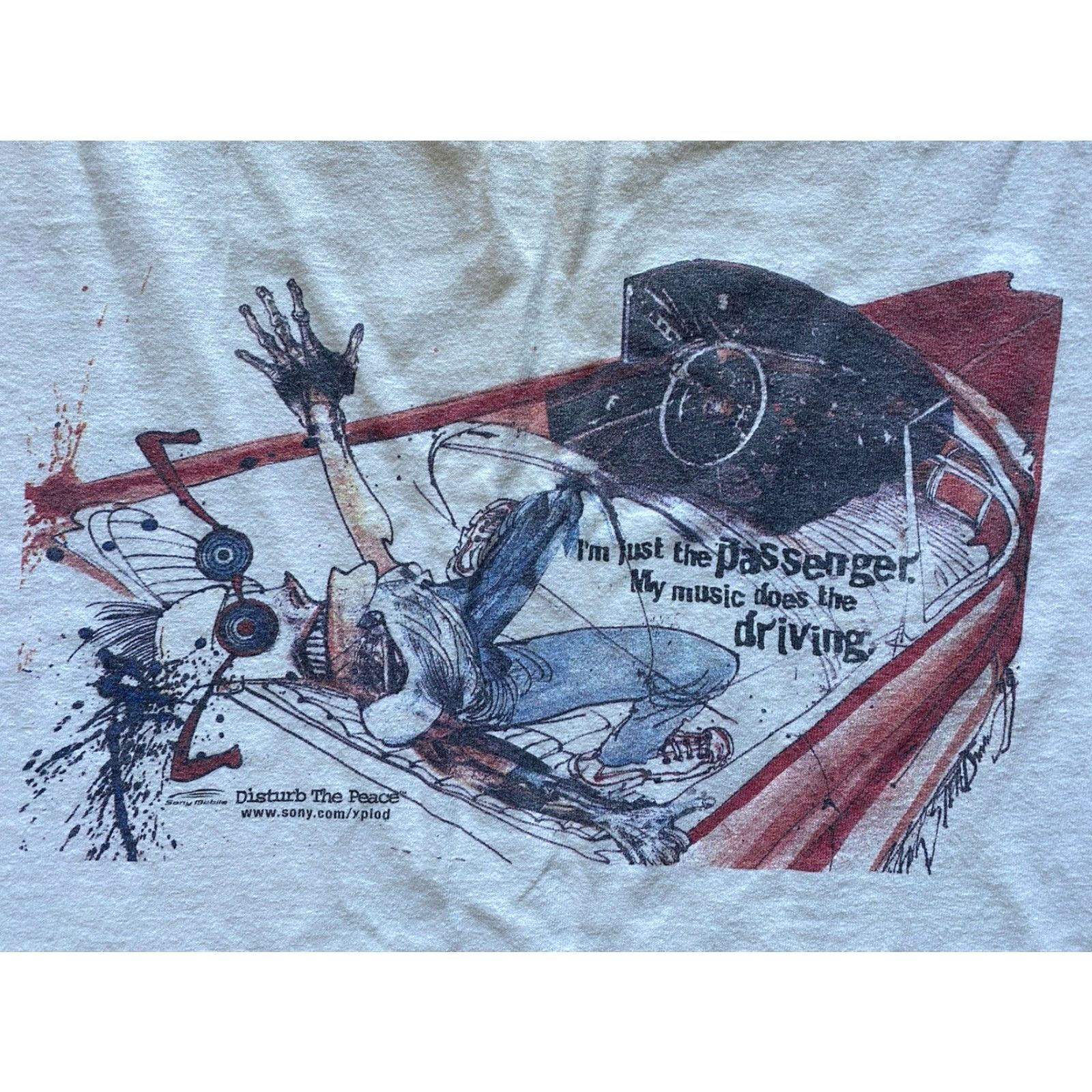 Gildan VINTAGE Sony Xplod Ralph Steadman T Shirt White Men XL My Music Does The Driving Mens Shirts White XL Sony Xplod Steadman Size US XL / EU 56 / 4 - 4 Thumbnail