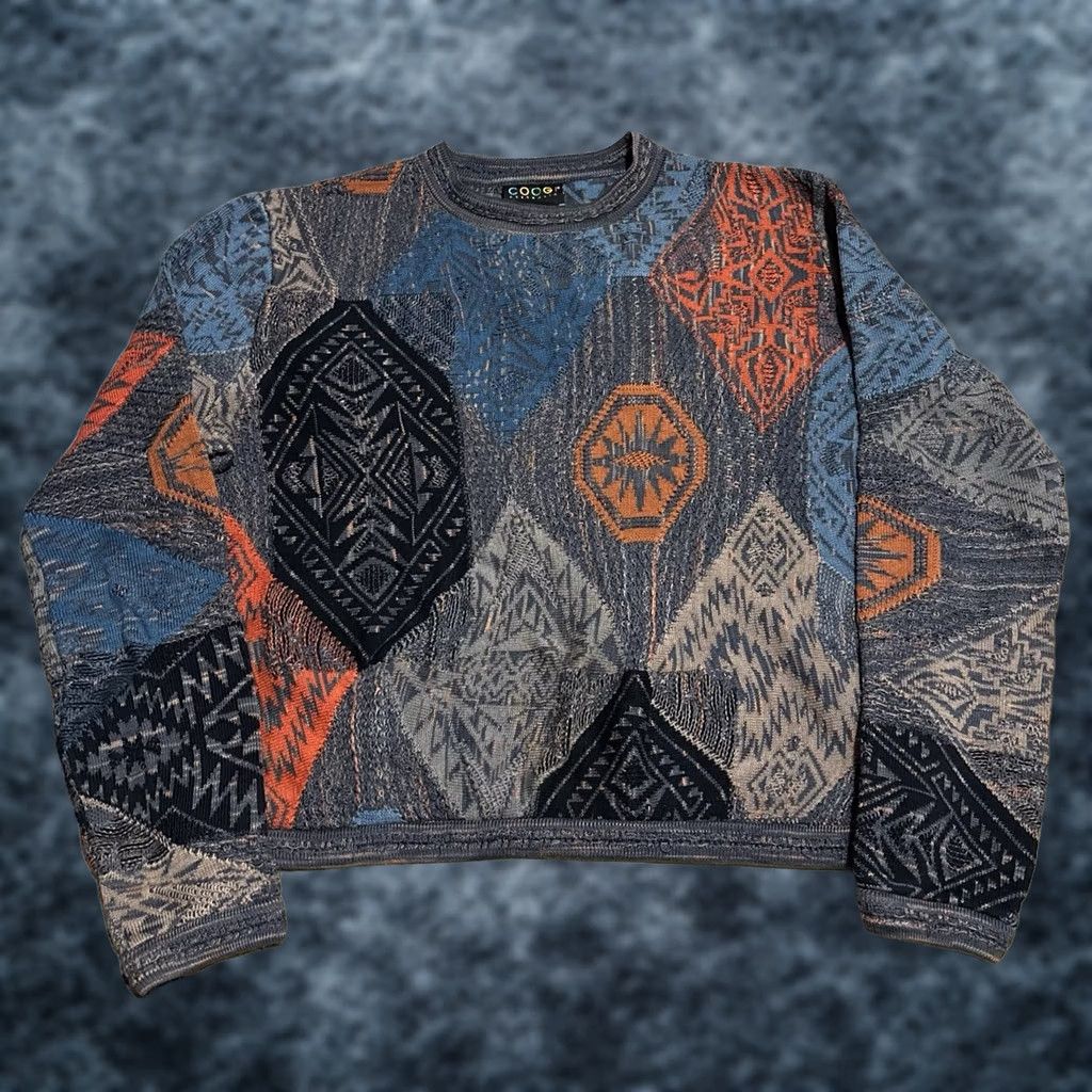 Coogi VTG COOGI Cardigan Sweater 3D Knit Wool Multicolor Wool