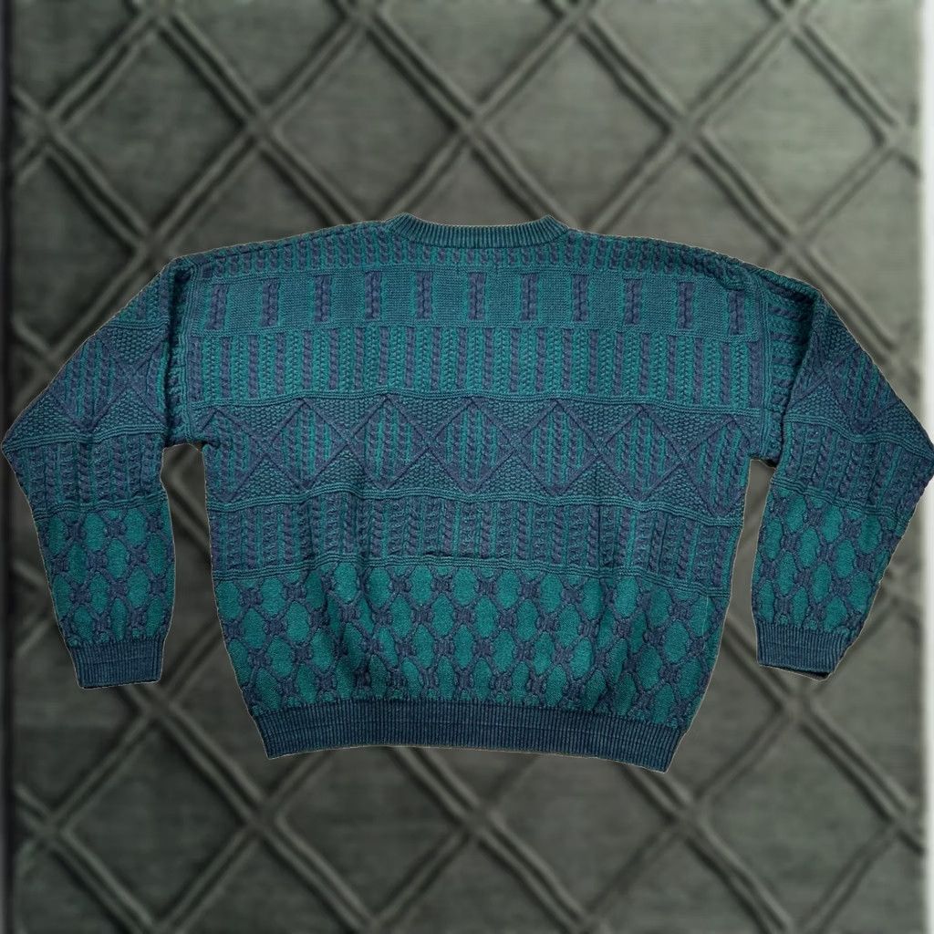 Cutter & Buck VINTAGE Cutter Buck Sweater Mens XL Cable-Knit Geometric 90s Crewneck Blue Cotton Geometric Mens XL Sweater Size US XL / EU 56 / 4 - 1 Thumbnail