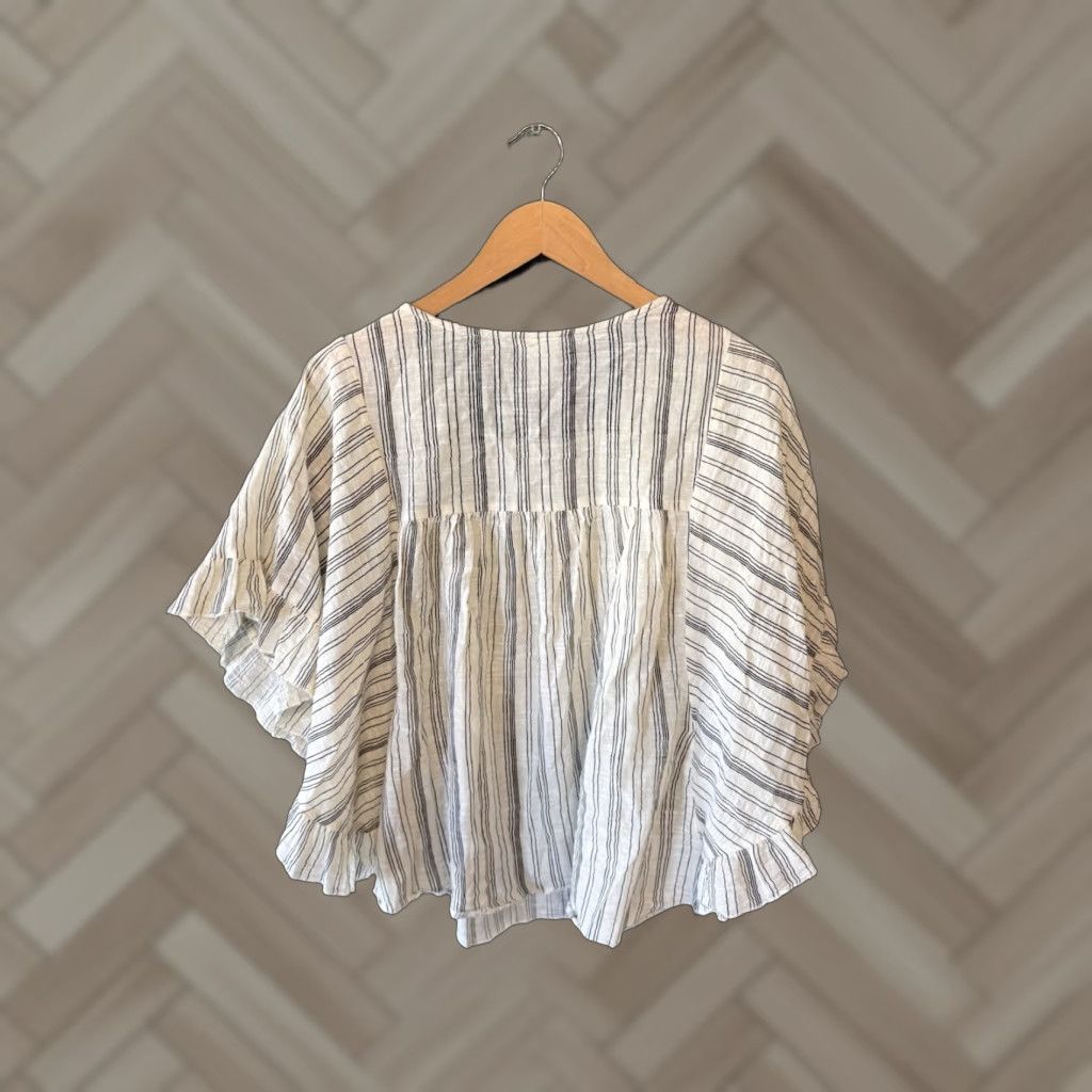 Vintage Ivy Jane Womens Blouse Shirt Striped Short Sleeve White Size S/M Size S / US 4 / IT 40 - 1 Thumbnail