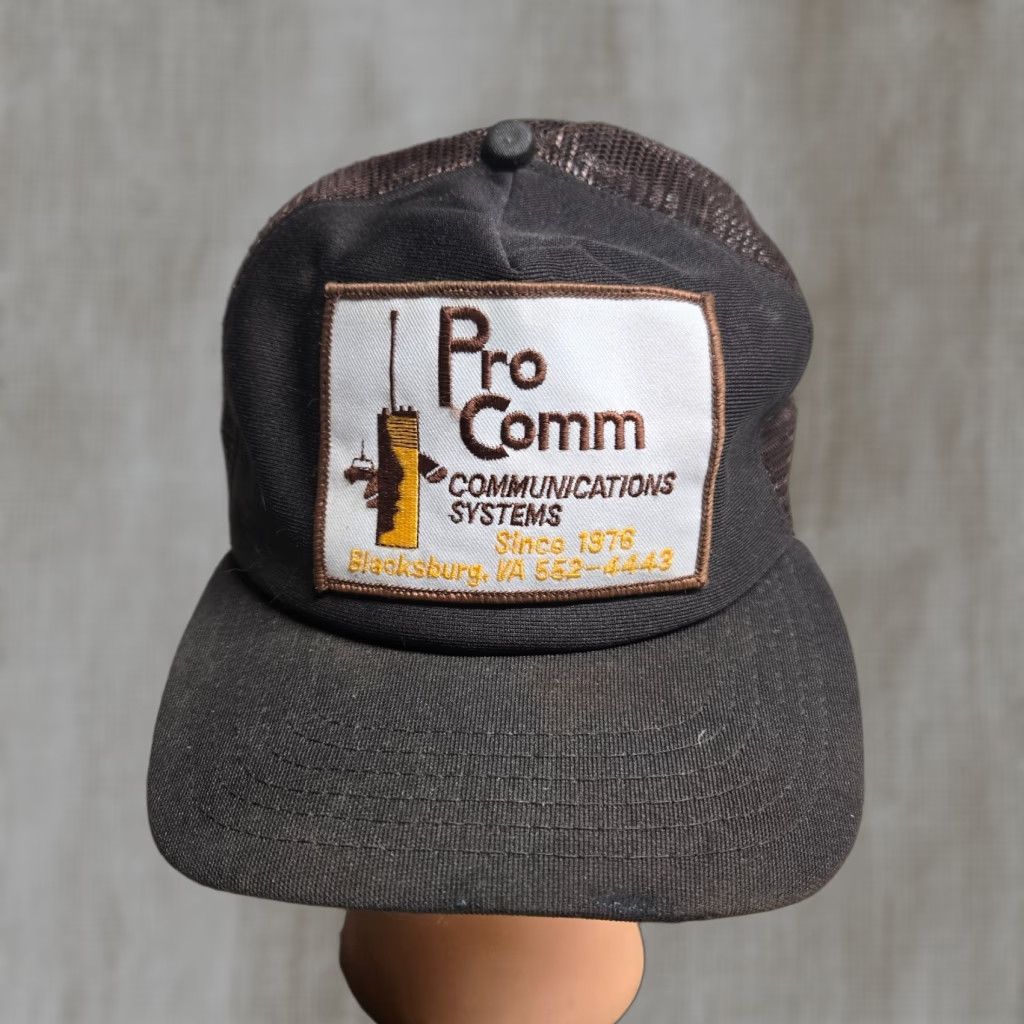 Vintage VINTAGE Pro Comm Hat Snapback Patch Cap Trucker Blacksburg VA Virginia Communications Hat Unbranded Adult One Size Brown Mens Womens Size ONE SIZE - 1 Thumbnail