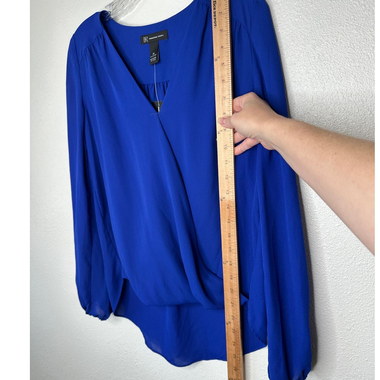 Other NWT INC Blue VNeck Faux Wrap Long Sleeve High-Low Blouse XS Size XS / US 0-2 / IT 36-38 - 14 Thumbnail