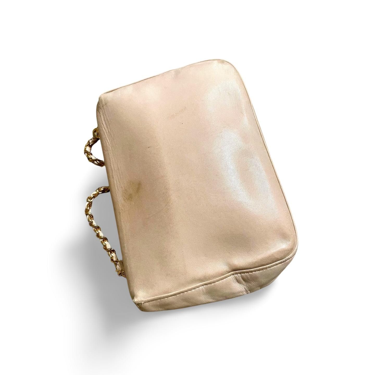 Chanel Vintage CHANEL pale pink beige lambskin chain shoulder bag Size ONE SIZE - 4 Thumbnail