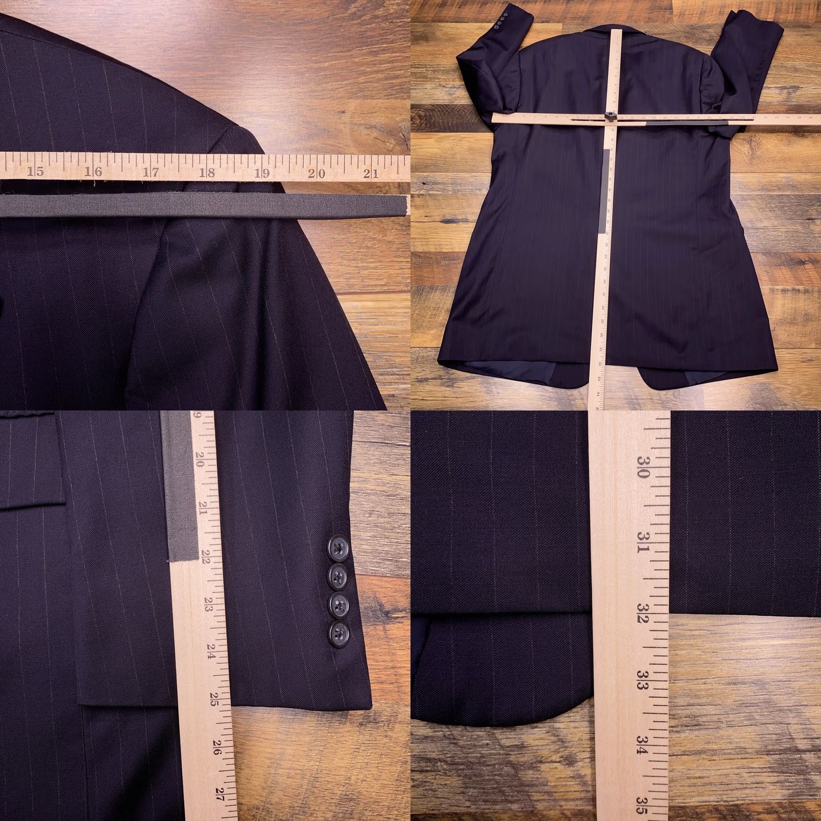 Hart Schaffner Marx Hart Schaffner Marx Suit Jacket 43R Blue Wool Striped Single-Breasted Two-Button Notch Lapel Mens Blazer Classic Vintage Premium Size 46R - 9 Thumbnail