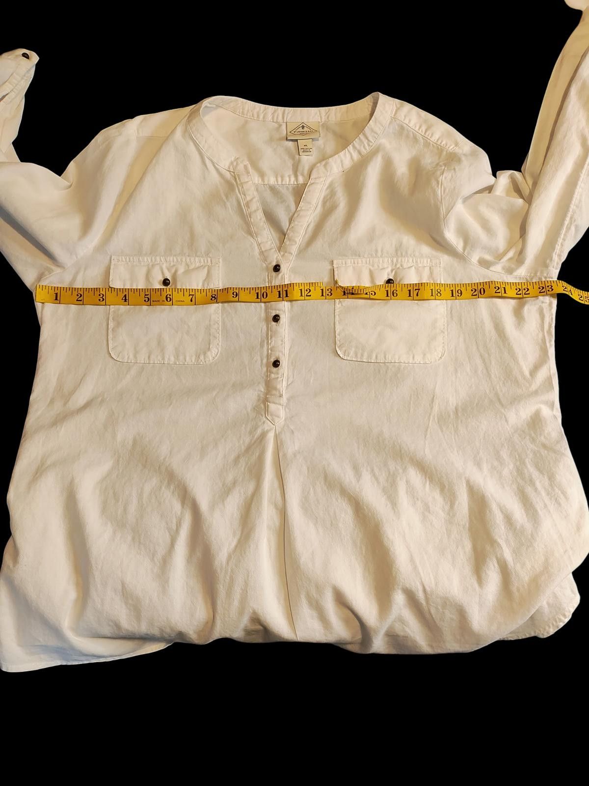 St. Johns Bay White Women's Long Sleeve Tunic Top with Button Detail Size XL / US 12-14 / IT 48-50 - 8 Thumbnail
