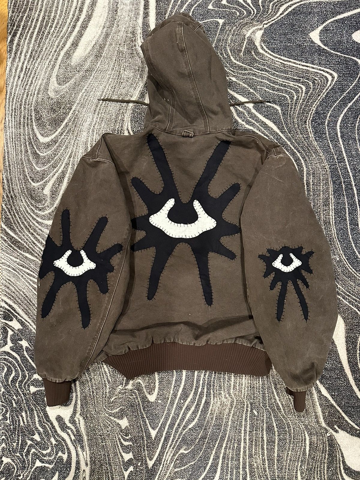 image of Vintage x Walls Hand Sewn Reworked Rewinds Walls Bomber Canvas Jacket in Brown, Men's (Size Medium)