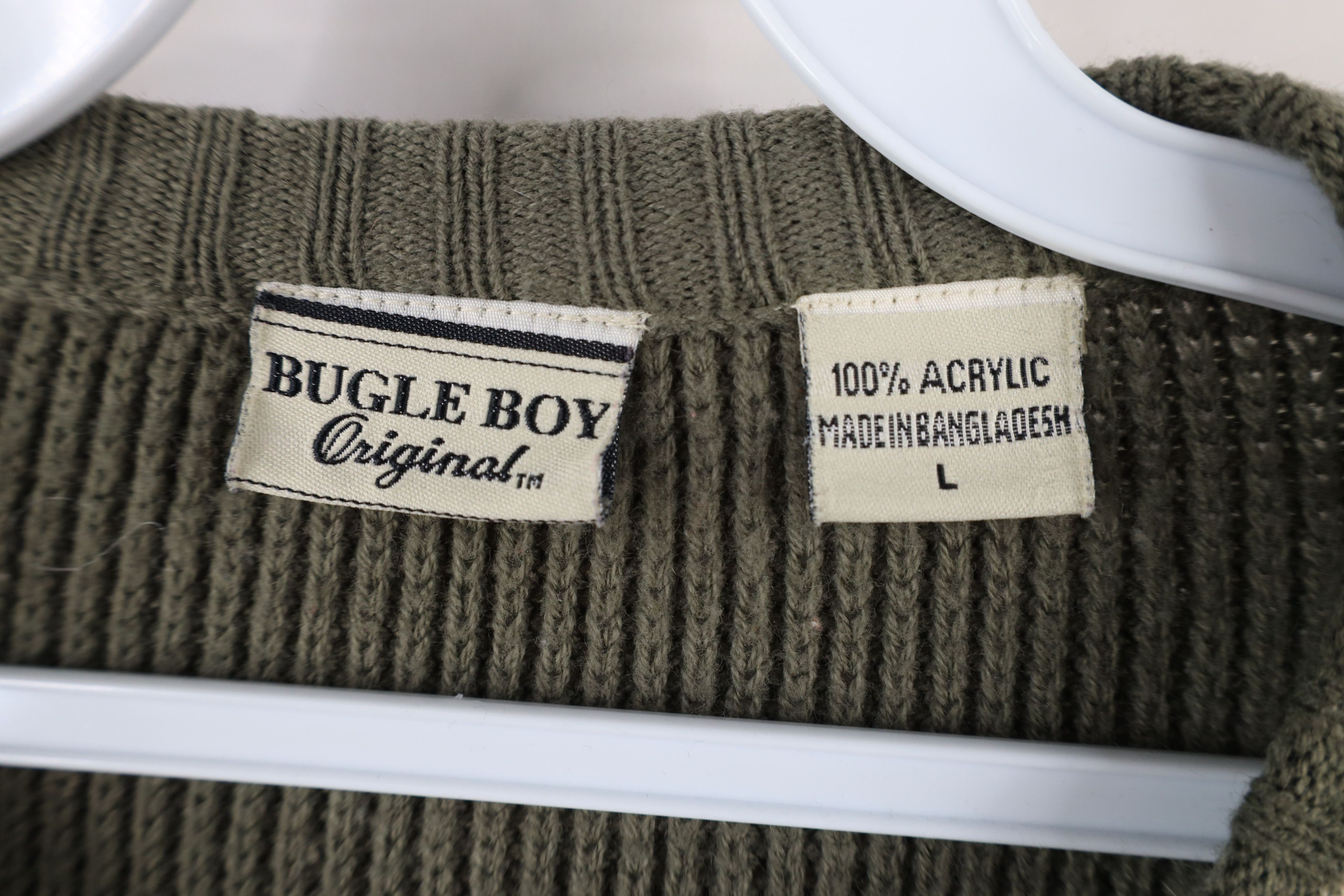 Vintage Vintage 90s Streetwear Ribbed Knit Crewneck Sweater Green Size US L / EU 52-54 / 3 - 4 Thumbnail