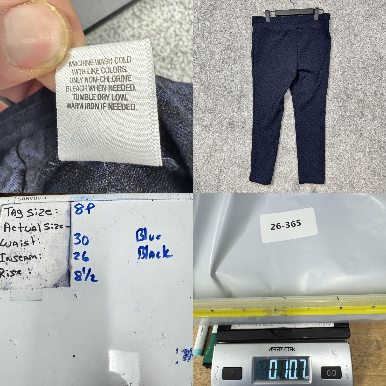 Vintage Roz & Ali Pants Womens 8P Petite Blue Ponte Ankle Workwear Geometric Tapered Pull On Elastic Waist Office Casual Size 30" / US 8 / IT 44 - 8 Thumbnail
