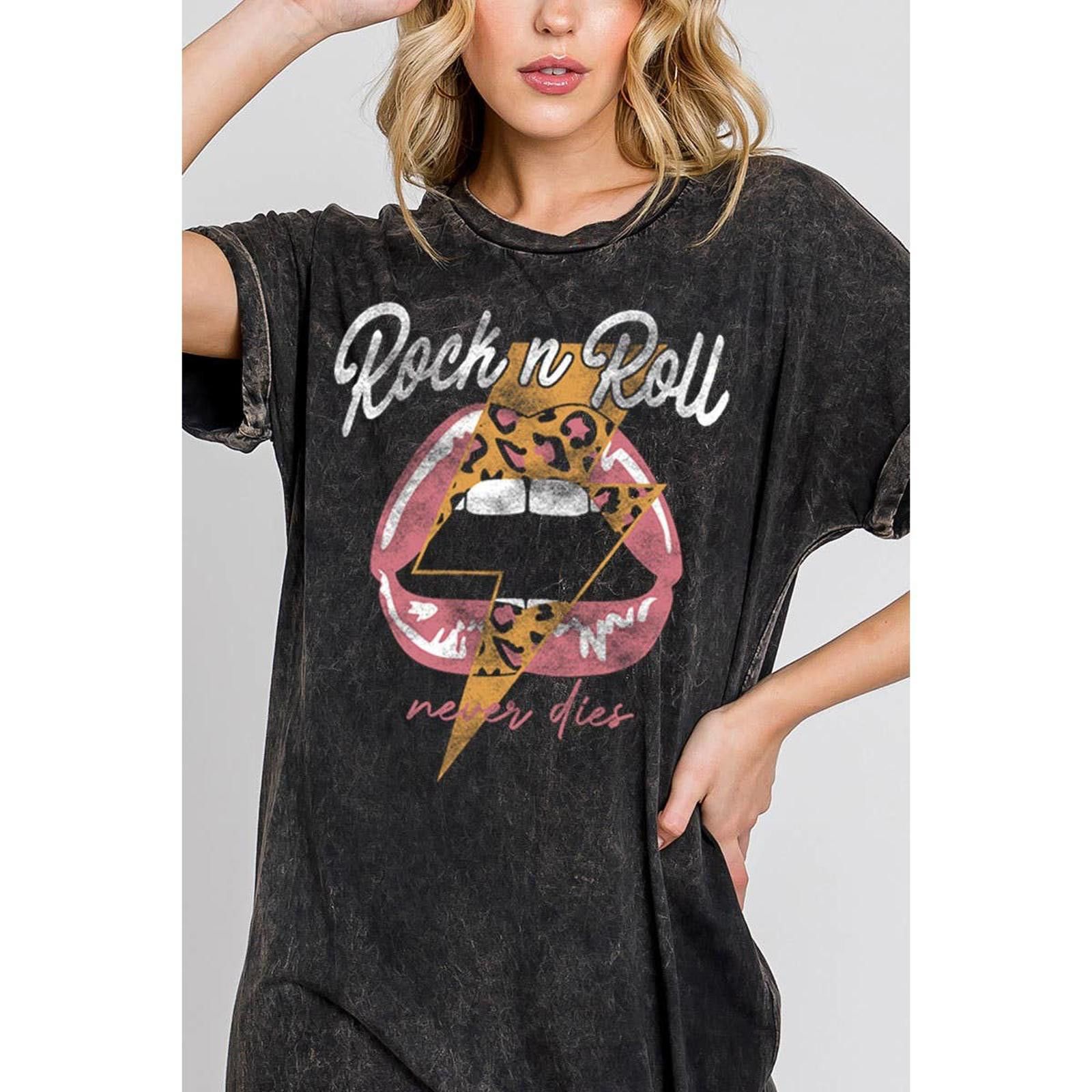 Other ROCK AND ROLL NEVER DIES MINERAL GRAPHIC DRESS Size L / US 10 / IT 46 - 2 Thumbnail