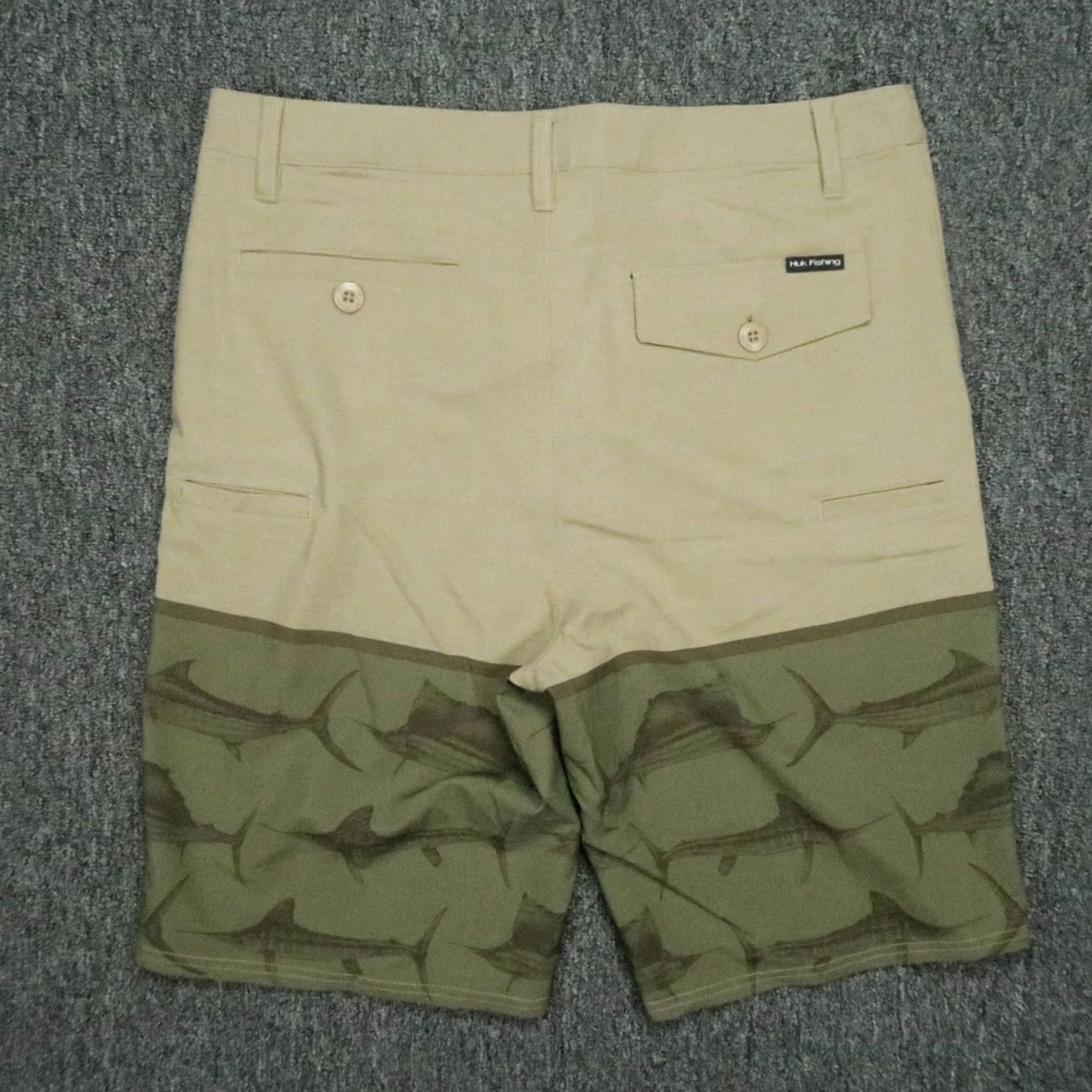 Vintage Huk Shorts Mens 34 Beige Green Chino Pocket Stretch 10in Inseam NWT Regular Waist 34 Beige Mens Size US 34 / EU 50 - 6 Thumbnail