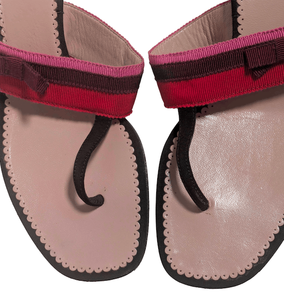 Prada Vintage Prada kitten heel thong sandals with striped bow Size US 6.5 / IT 36.5 - 3 Thumbnail