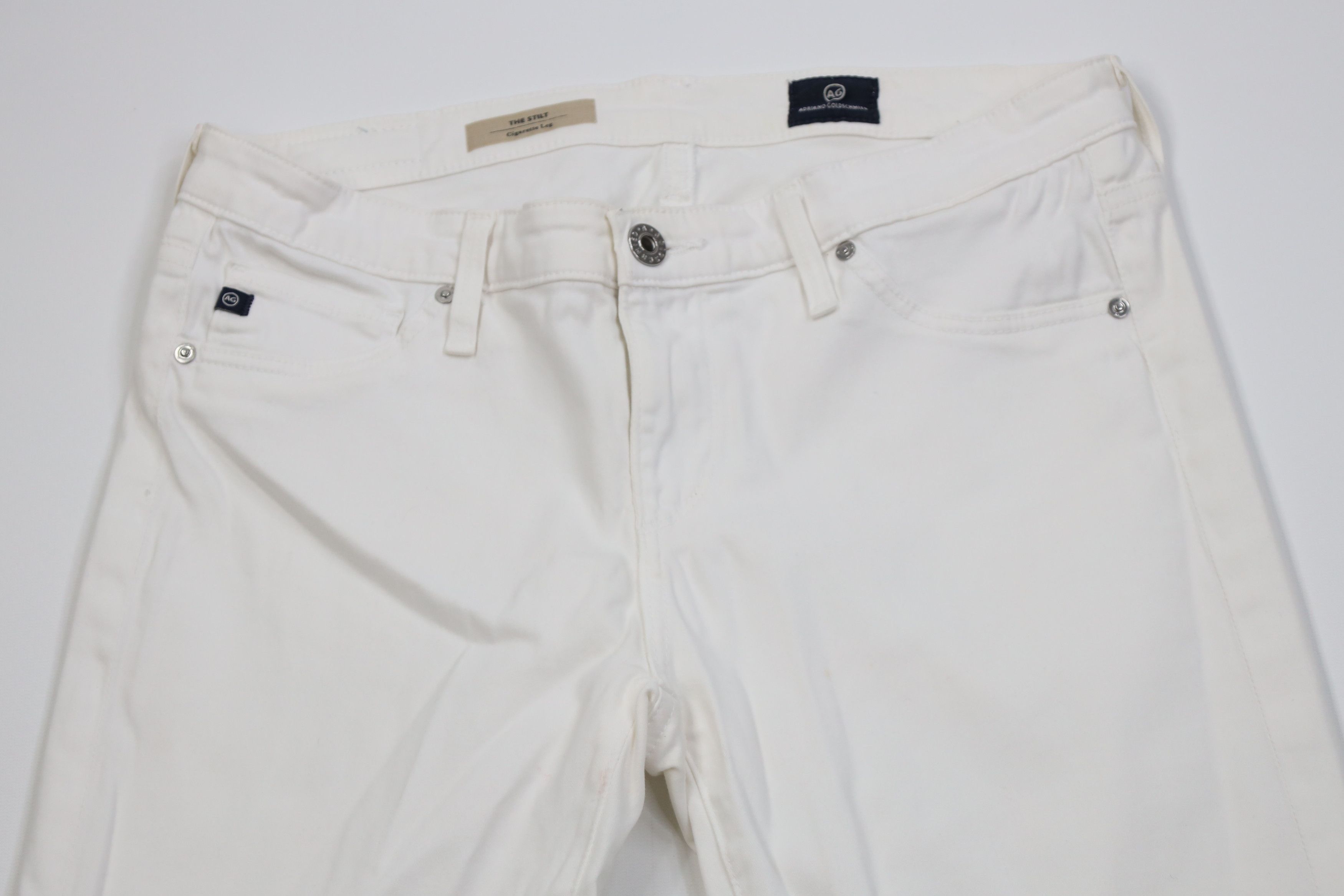 AG Adriano Goldschmied Adriano Goldschmied The Stilt Cigarette Leg Pants White Size 28" / US 6 / IT 42 - 2 Thumbnail