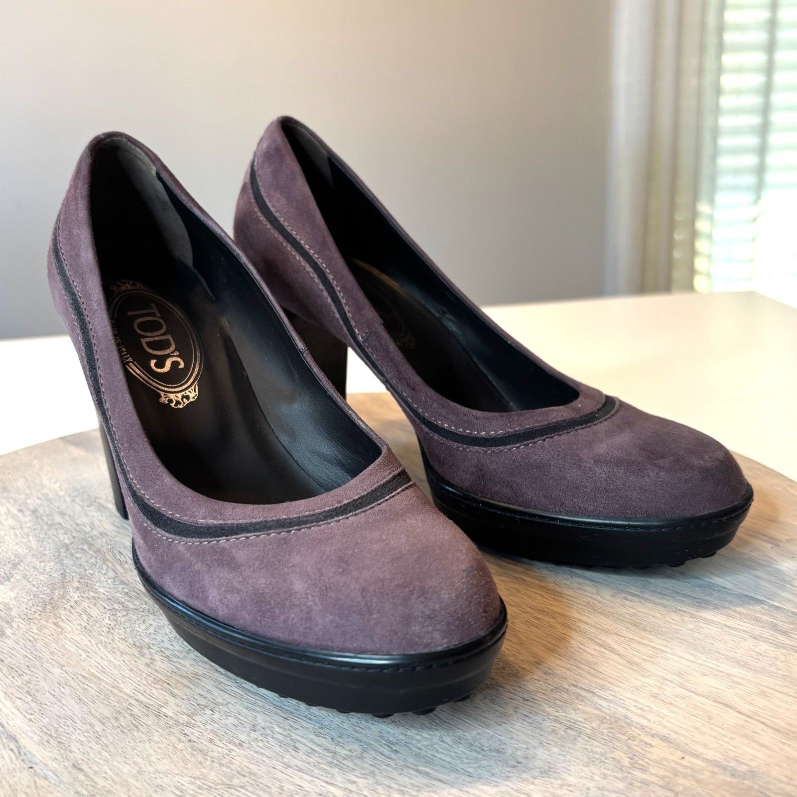 Tod's Tod's Suede Pumps Purple Block Heel Italy EU 37 US Size 7 Size US 7 / IT 37 - 1 Thumbnail