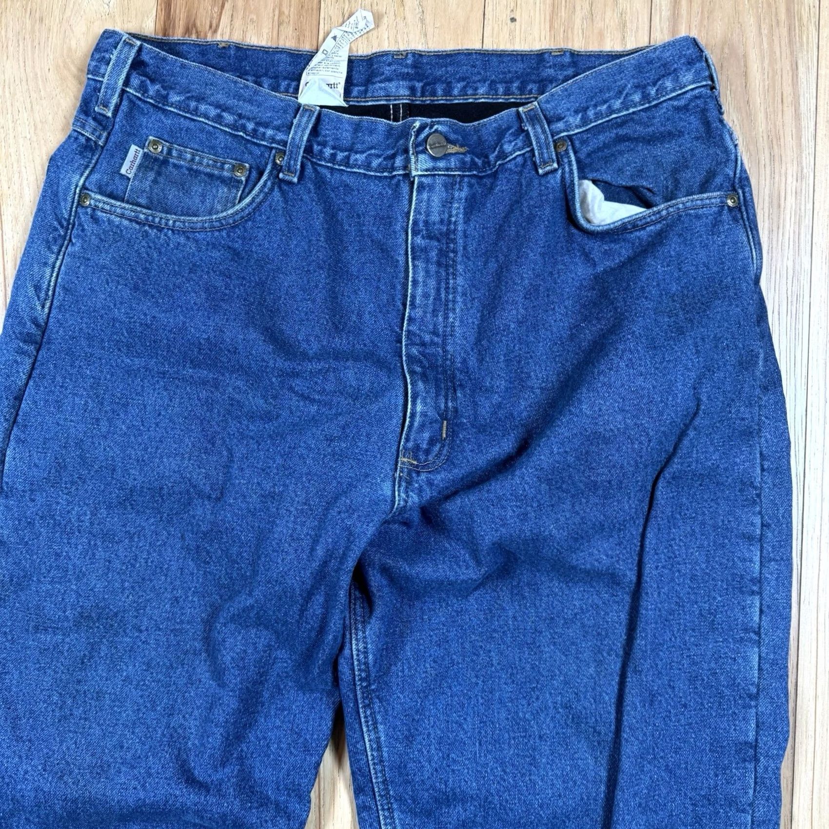 Carhartt VINTAGE Carhartt Jeans Denim Blue Lined Quilted Relaxed Fit Mens 32x34 Inseam 34 Straight Workwear Size US 32 / EU 48 - 5 Thumbnail