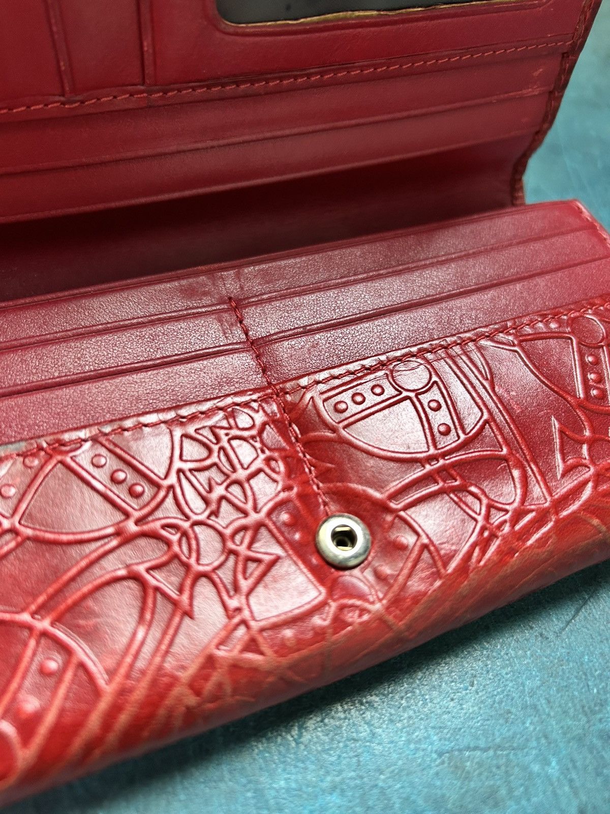 Vivienne Westwood London Embossed Monogram Orb Red Long Zip Wallet Size ONE SIZE - 5 Thumbnail