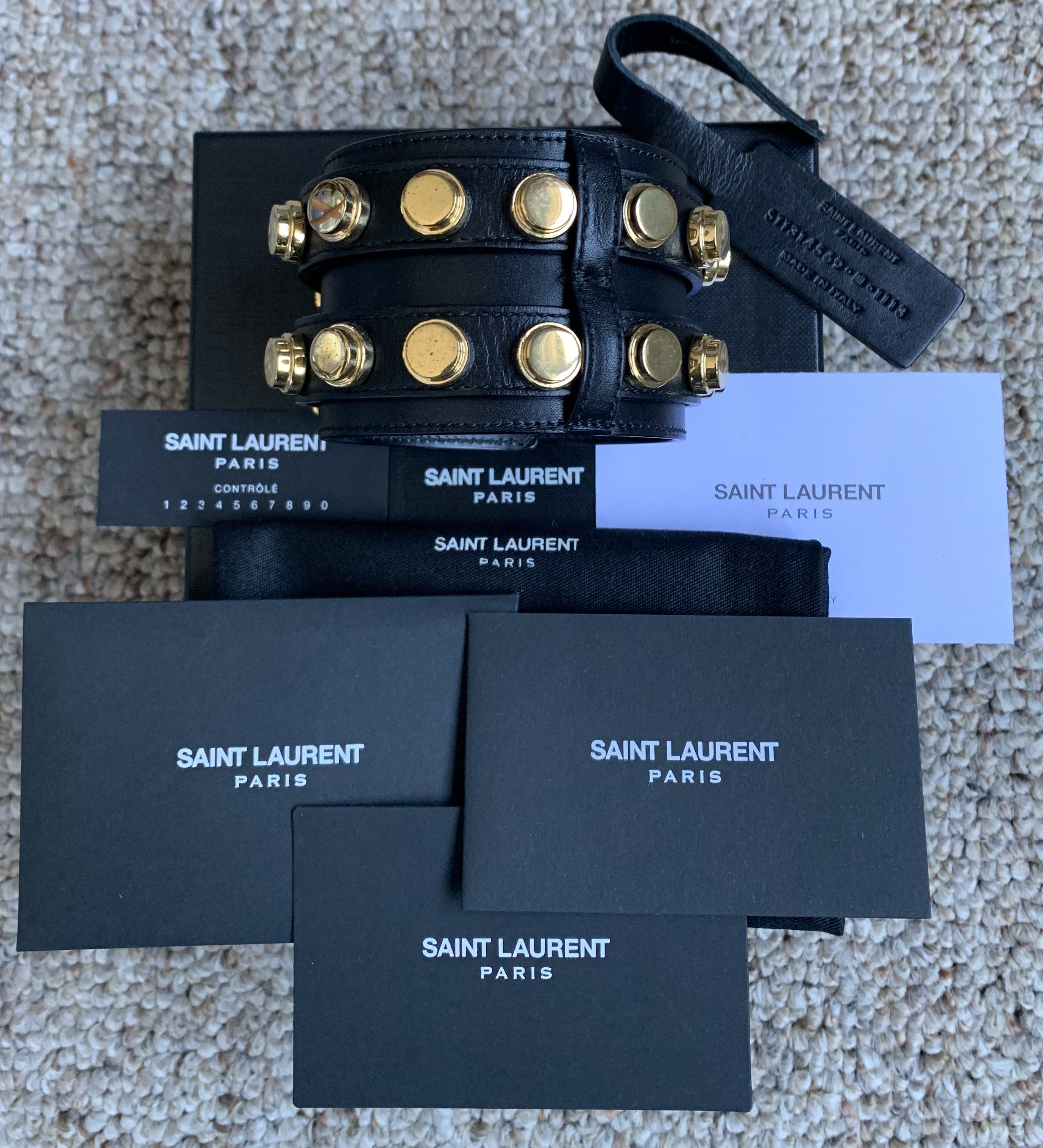 Saint Laurent Paris Saint Laurent Paris Wide Studded Leather Bracelet Size ONE SIZE - 2 Thumbnail