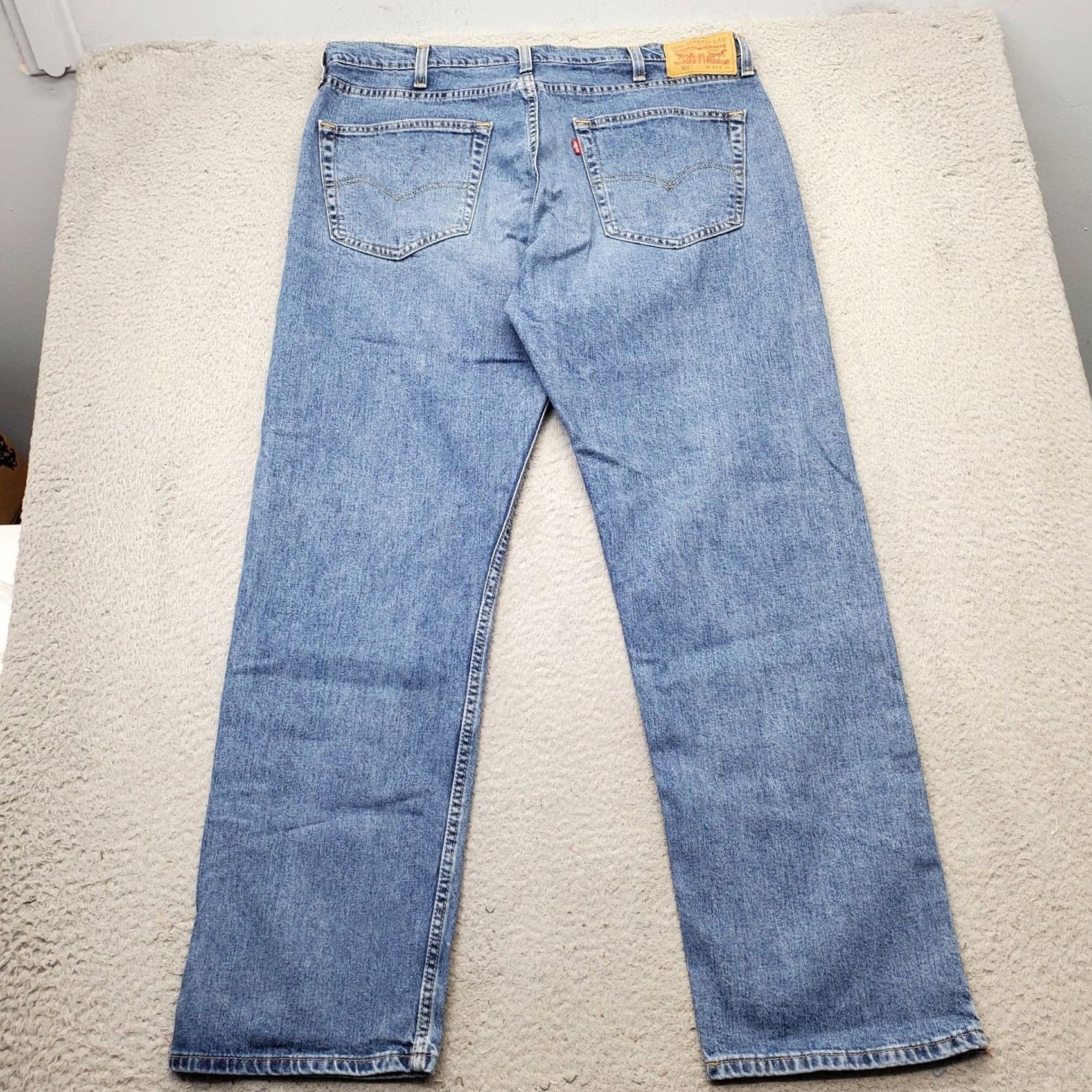 Levi's Levi's 505 Jeans Mens 38x30 Blue Denim Stretch Medium Wash Red Tab Straight Leg Mens Size 38 Blue Denim Stretch Regular Straight Jeans Size US 38 / EU 54 - 2 Thumbnail