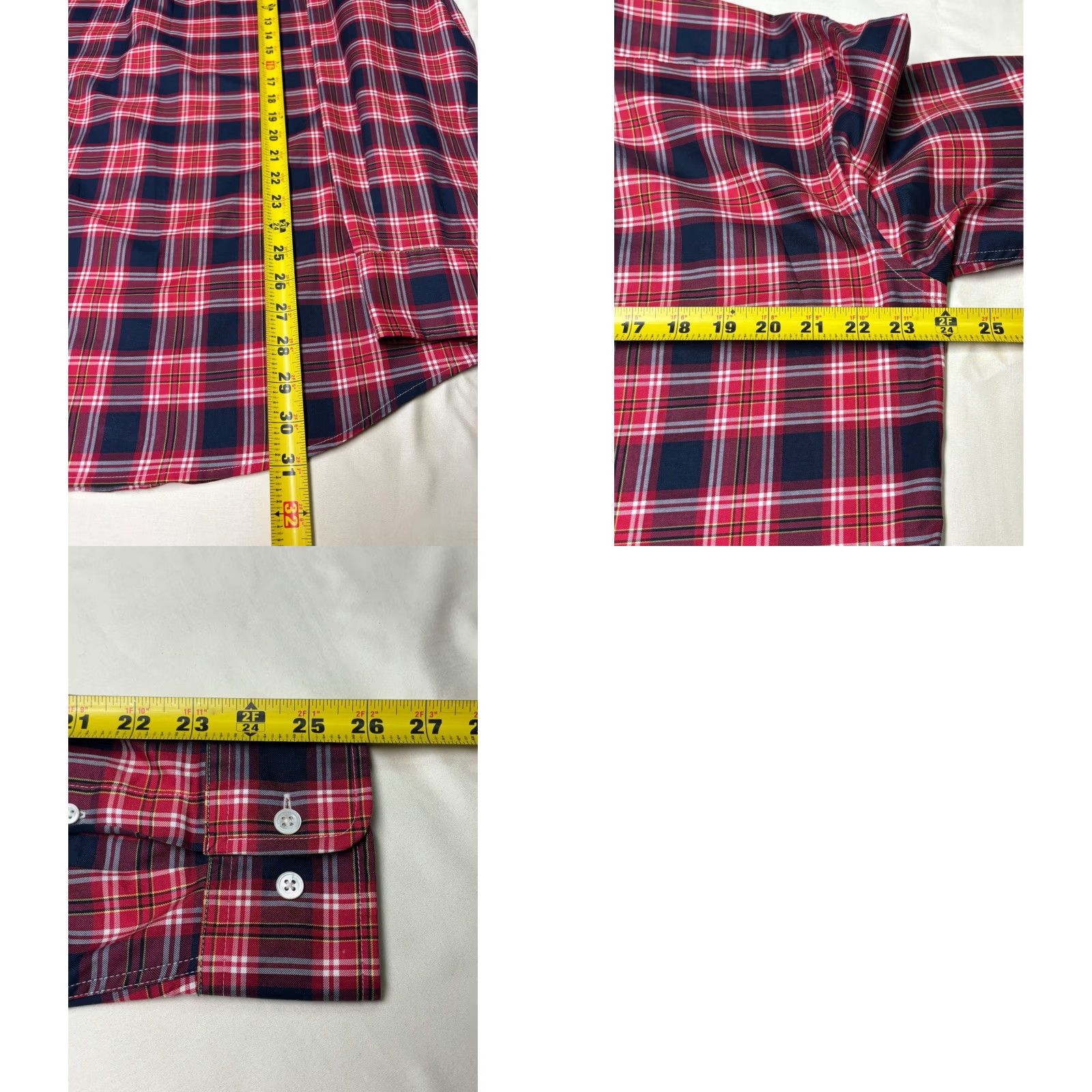 Faconnable Faconnable Club Deauville Mens Long Sleeve Button-Down Plaid Shirt L Red Cotton Button-Up Shirt Mens Size US L / EU 52-54 / 3 - 8 Thumbnail