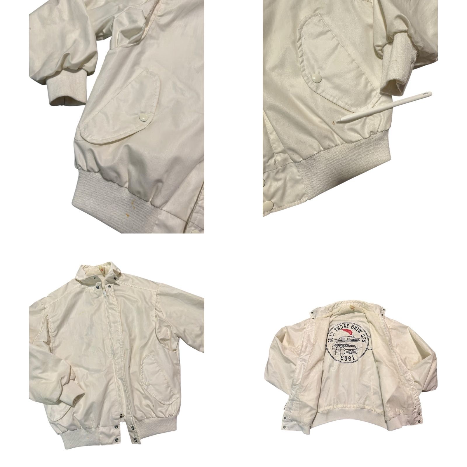 Red Wing VINTAGE King Louie Pro Fit Windbreaker Jacket M White Nylon USA 80s Red Wing Yacht Club Embroidered Logo Mens Size US M / EU 48-50 / 2 - 9 Thumbnail