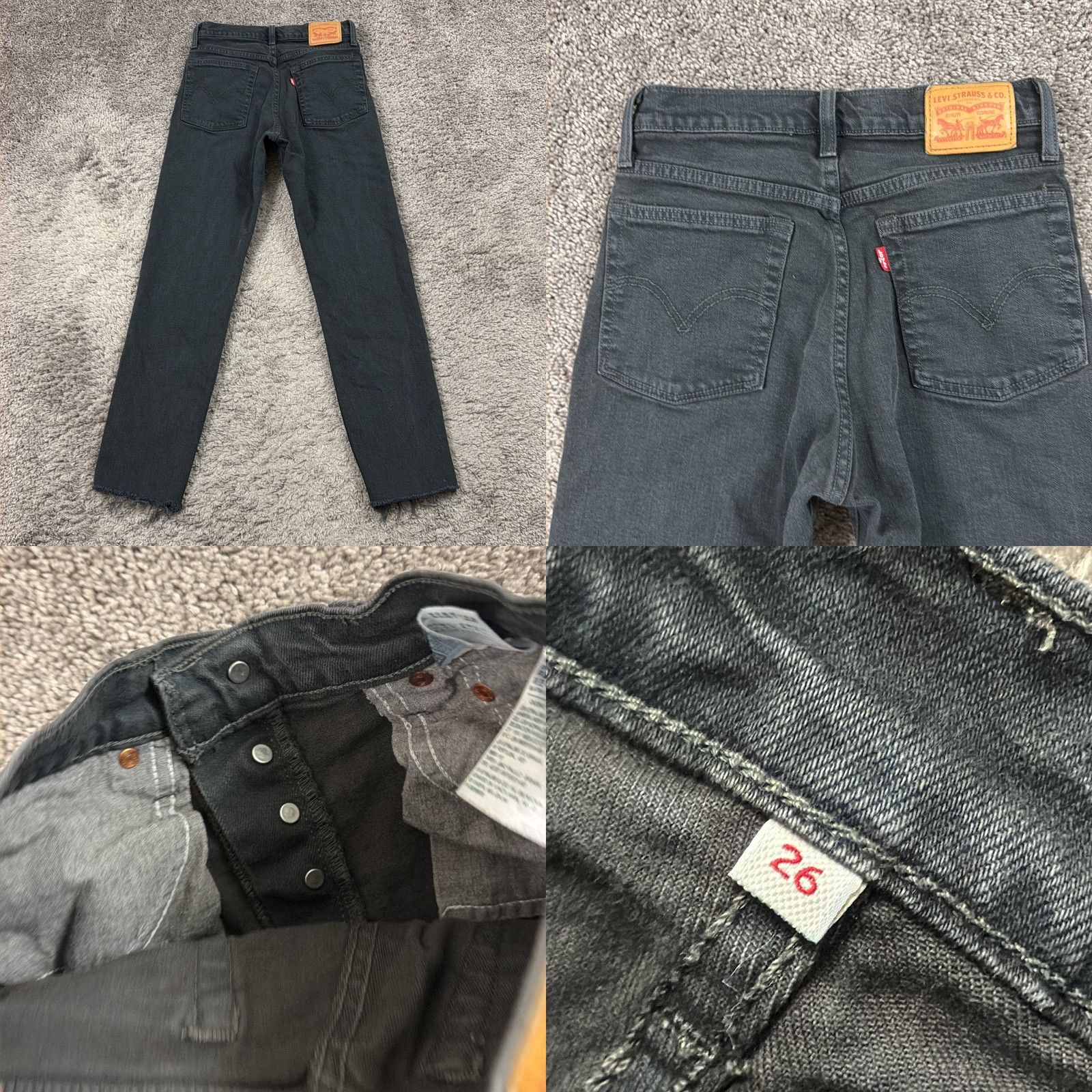 Levi's Levis Wedgie Jeans Womens 26 Black Icon Fit Ankle Denim Button Fly Stretch 24x27 Denim Jeans Regular Women 26 Black Stretch Wedgie Fit Size 26" / US 2 / IT 38 - 8 Thumbnail