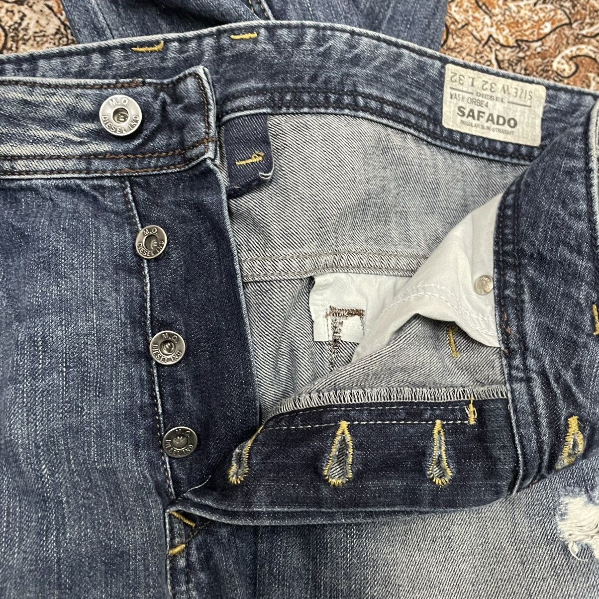Diesel 🔥Vintage Diesel Industry Safado Ripped Distress Denim Jeans Size US 35 - 10 Thumbnail