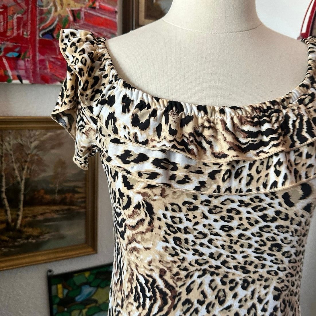 Essentials essentials milano brown leopard print blouse top Size S / US 4 / IT 40 - 2 Thumbnail