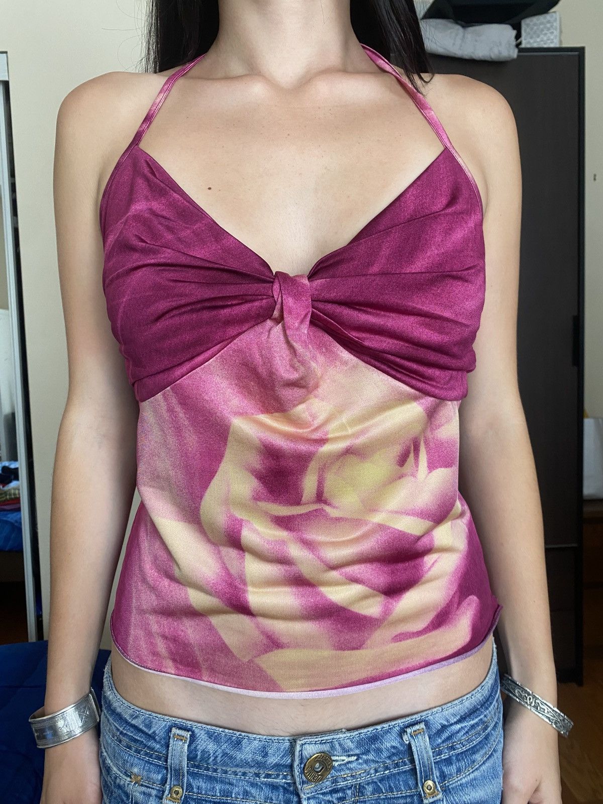 Roberto Cavalli Roberto Cavalli Backless Top With Rose Print Size S / US 4 / IT 40 - 1 Thumbnail