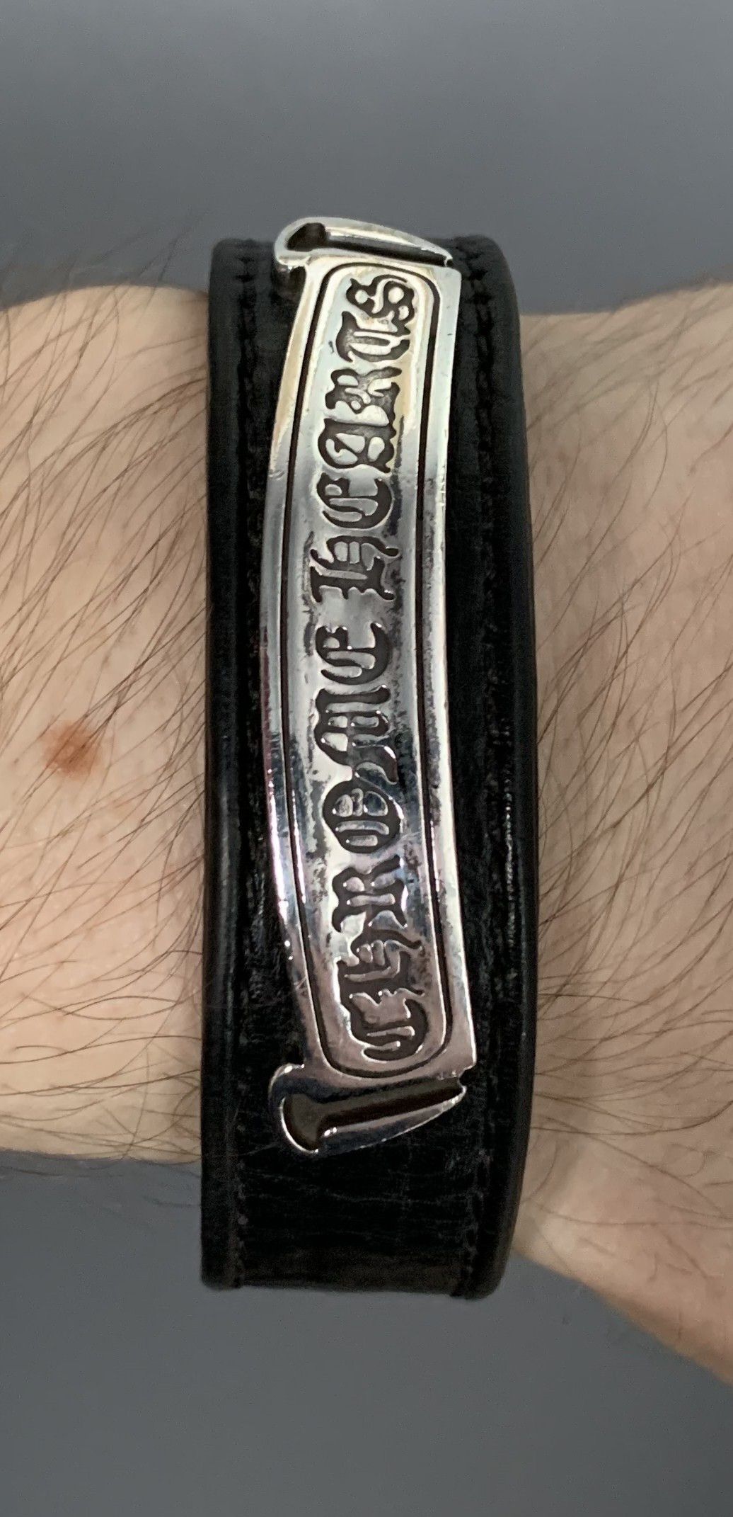 Chrome Hearts Chrome Hearts Leather Silver Logo Scroll Bracelet Size ONE SIZE - 13 Thumbnail