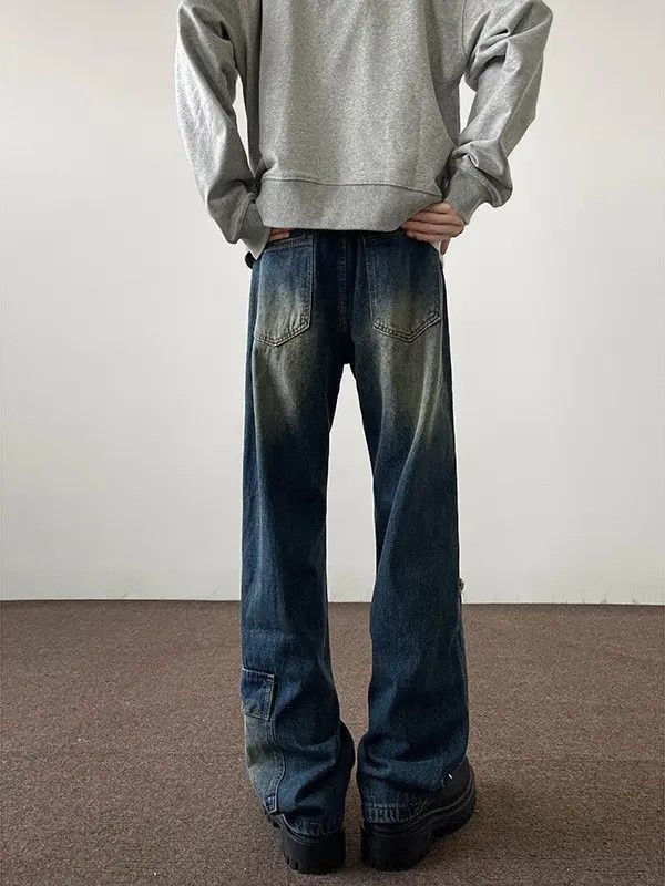 Japanese Brand Retro loose washed pocket jeans Size US 32 / EU 48 - 4 Thumbnail