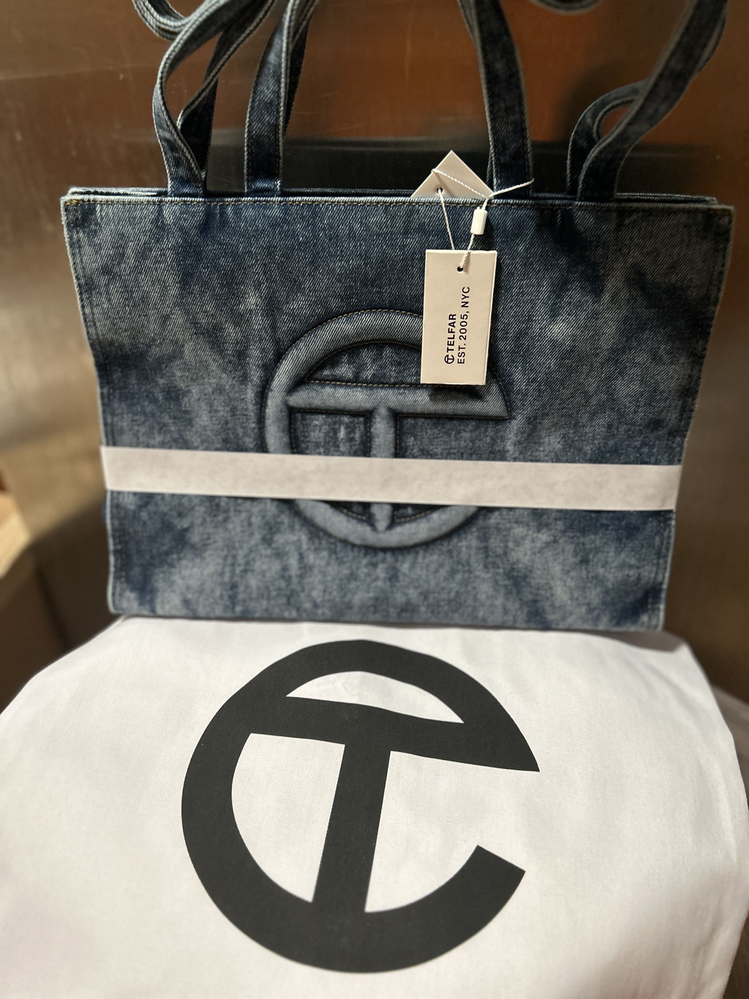 Telfar Medium Denim Shopper - Blue Size ONE SIZE - 1 Thumbnail