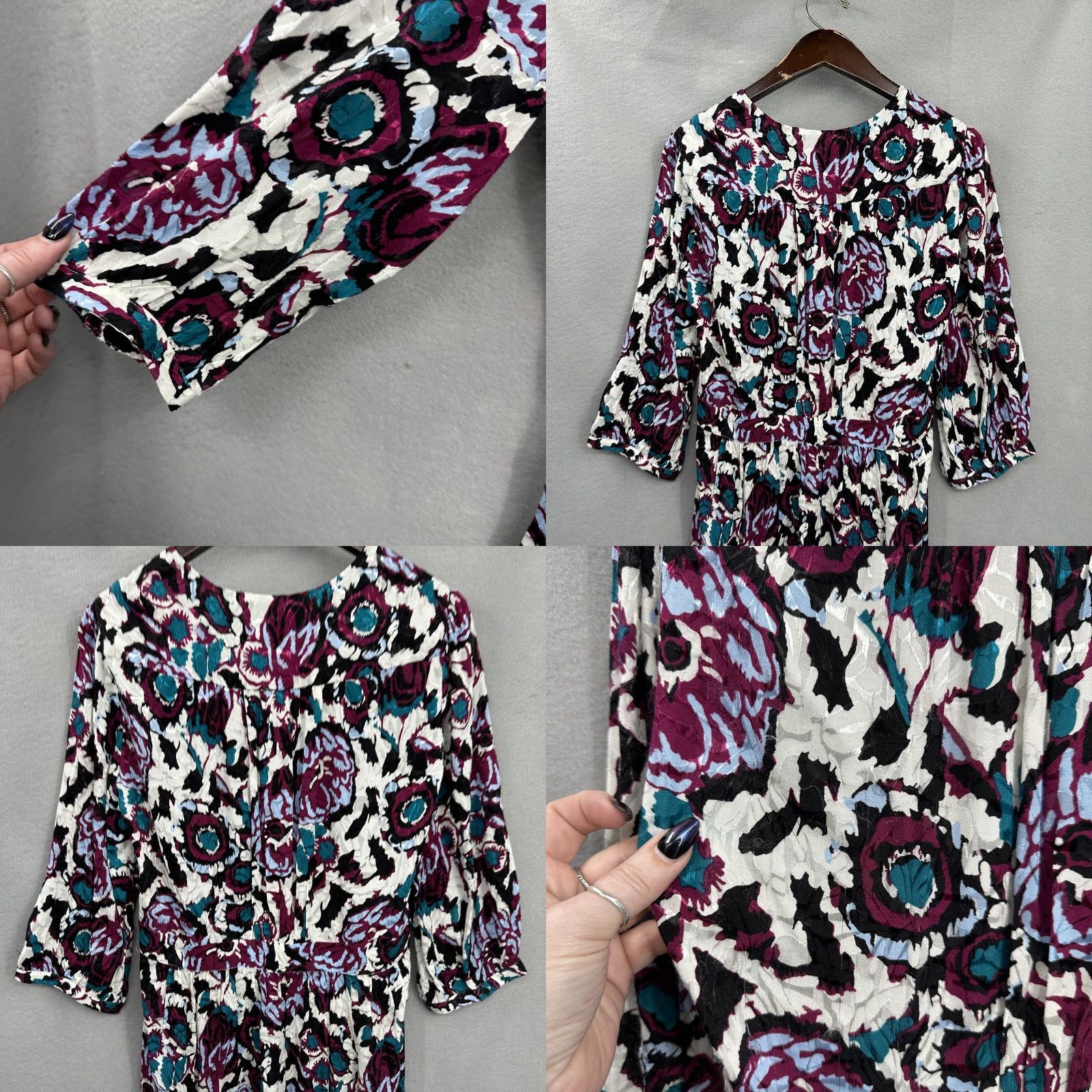ba&sh ba&sh Bash Dress Womens M Floral Ivory V-Neck 3/4 Sleeve Wrap Mini Bohemian Designer Party Casual Womens Size M / US 6-8 / IT 42-44 - 8 Thumbnail