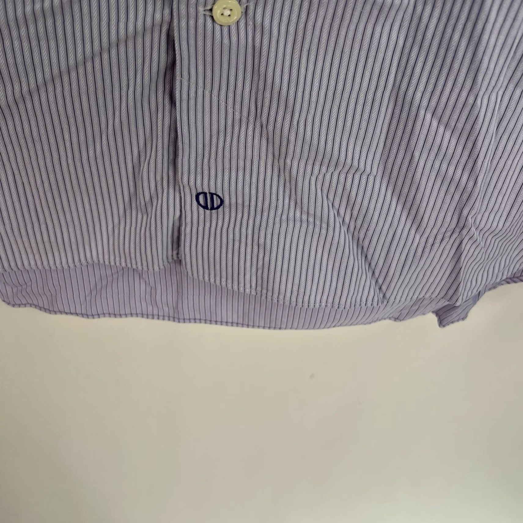 David Donahue David Donahue Button-Up Shirt Mens Size 16 Blue Striped Long Sleeve Collared Cotton Classic Fit Regular Men’s Shirt Size US L / EU 52-54 / 3 - 4 Thumbnail