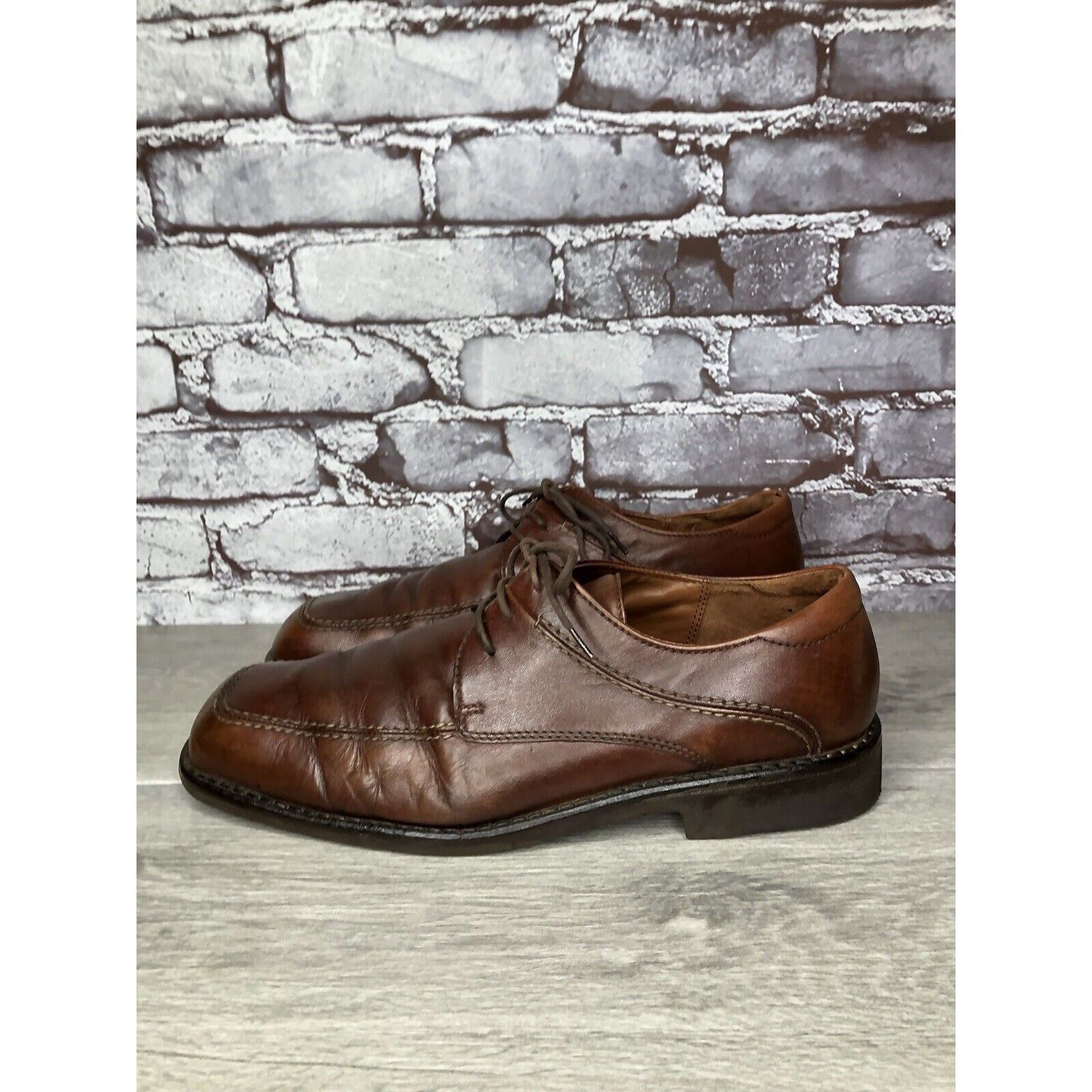 Ecco Ecco Vibram Gumlite Brown Leather Square Toe Oxfords Dress S Size US 12 / EU 45 - 15 Thumbnail