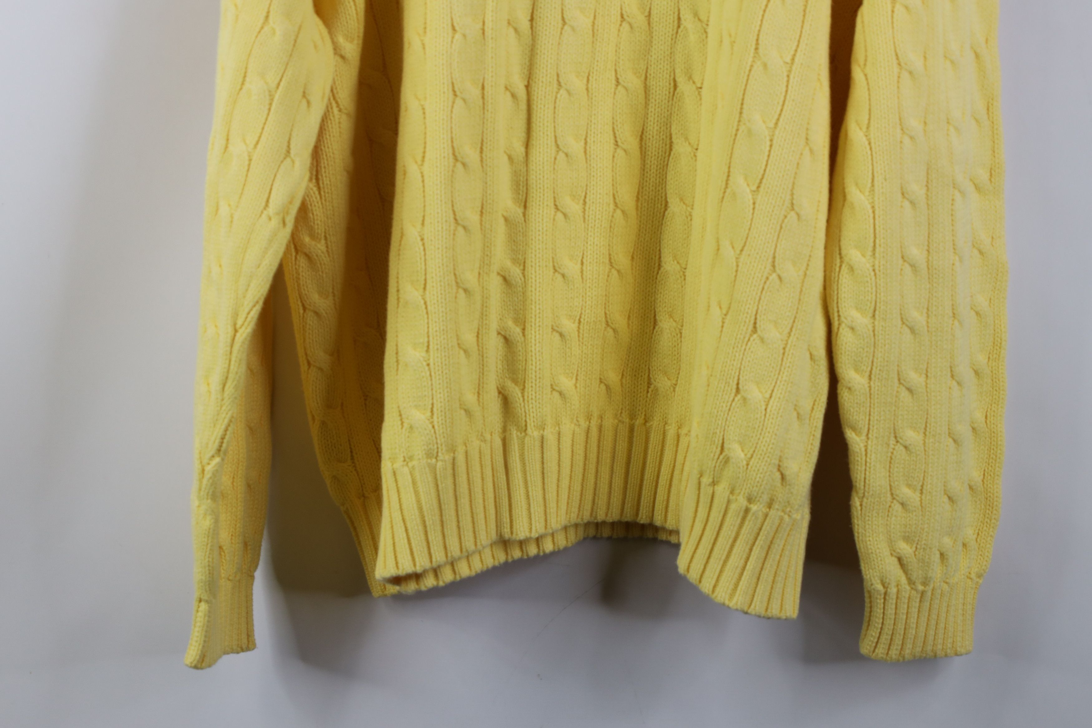 Ralph Lauren Vintage 90s Ralph Lauren Cable Knit Crewneck Sweater Yellow Size US XL / EU 56 / 4 - 10 Thumbnail