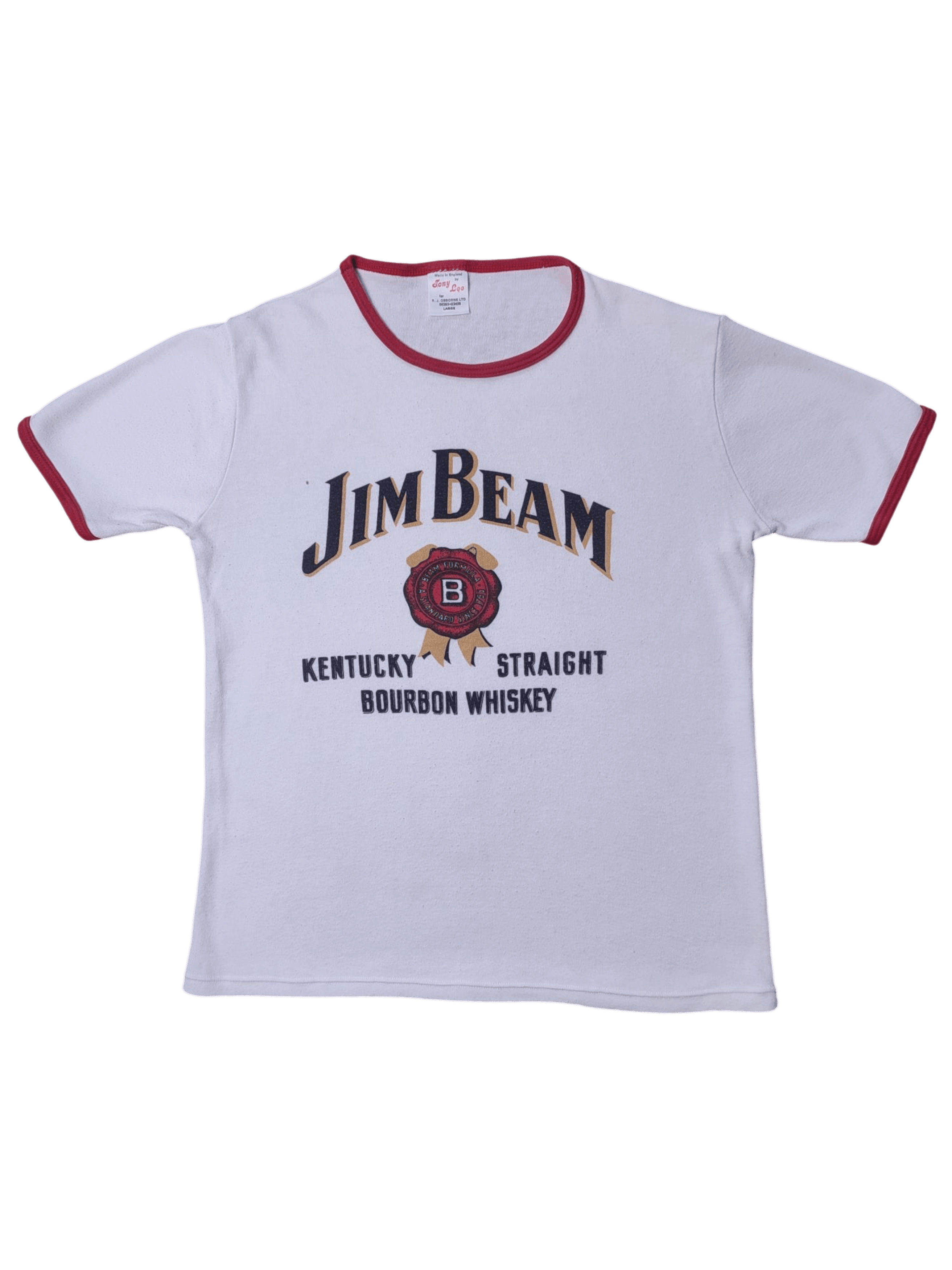 Vintage Jim Beam Ringer Graphic T-Shirt Vintage 90s Made in England Size US M / EU 48-50 / 2 - 1 Thumbnail