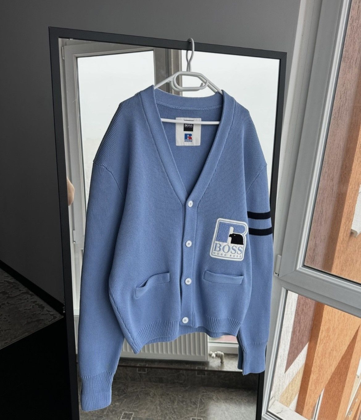 Hugo Boss Hugo Boss x Russell Athletic Blue Varsity Cardigan Sweater Size US L / EU 52-54 / 3 - 1 Thumbnail