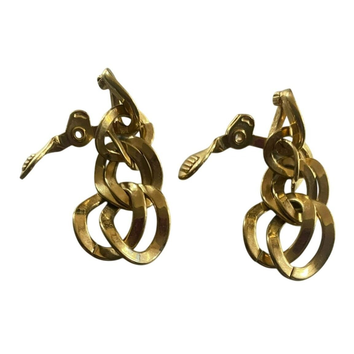 Monet Vintage Signed Monet Gold-Tone Interlocking Chain Clip-On Ea Size ONE SIZE - 3 Thumbnail
