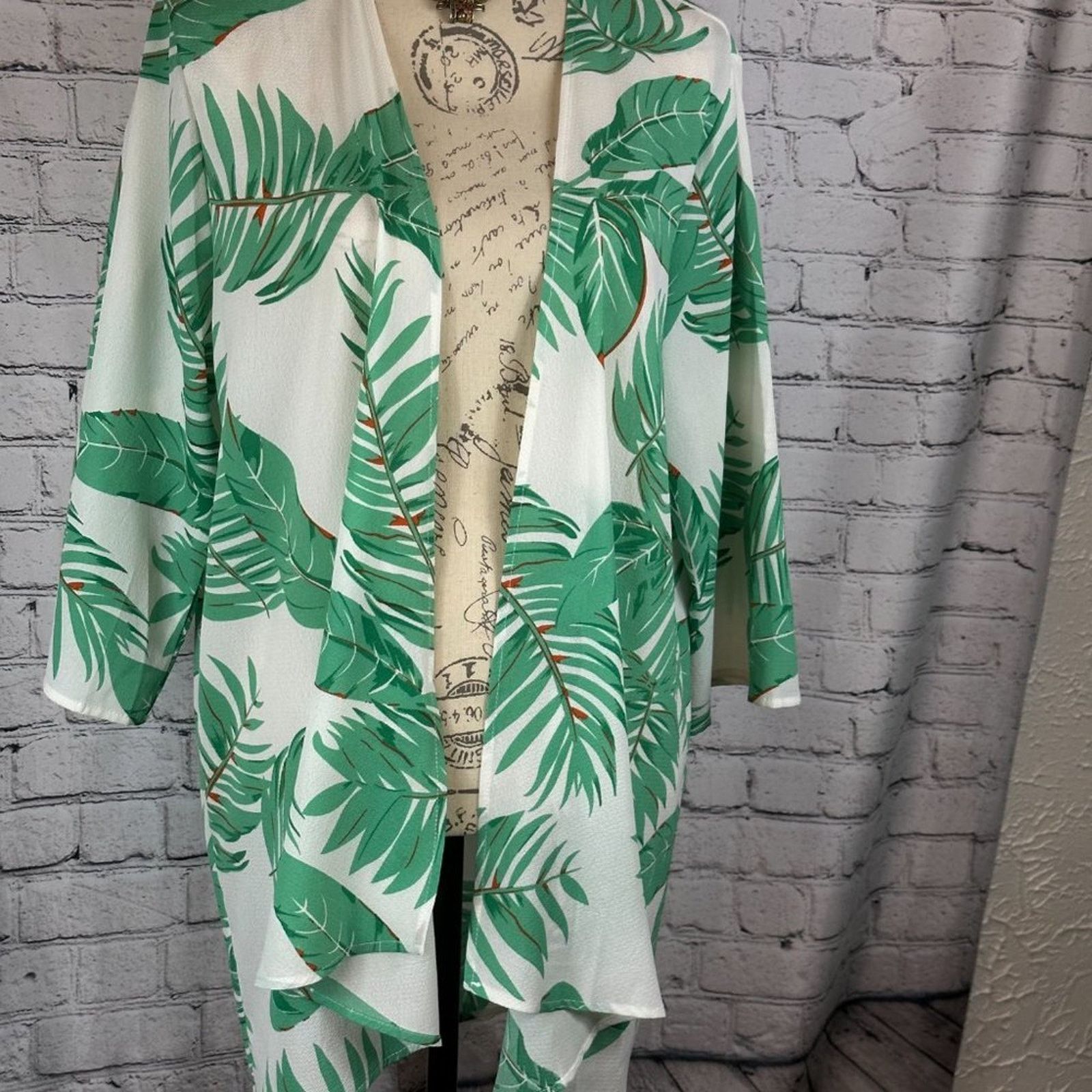 Other Abollria Womens Leaf Print Open Front Kimono- size XL Size XL / US 12-14 / IT 48-50 - 4 Thumbnail