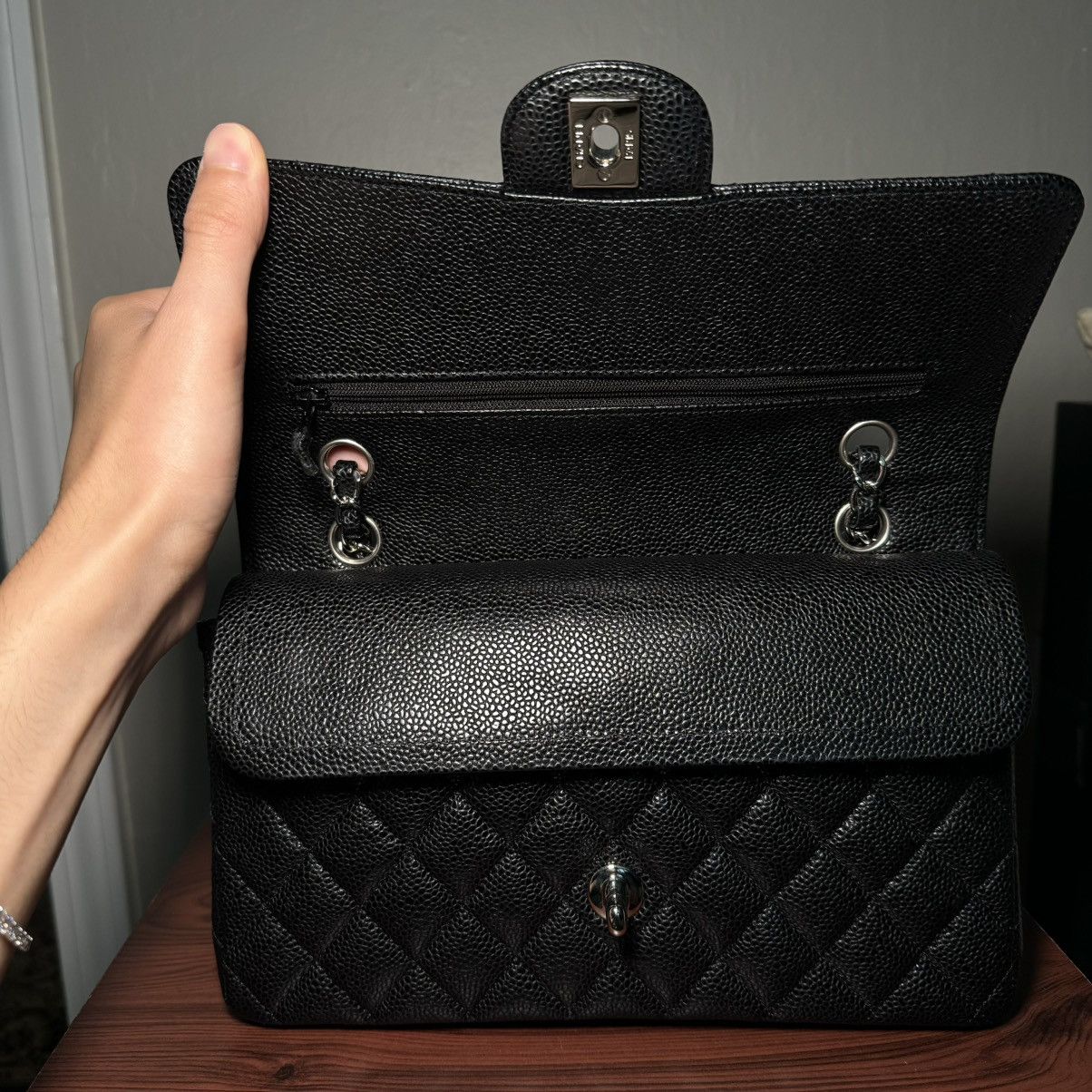 Chanel CHANEL Caviar Quilted Medium Double Flap in Black Size ONE SIZE - 2 Thumbnail
