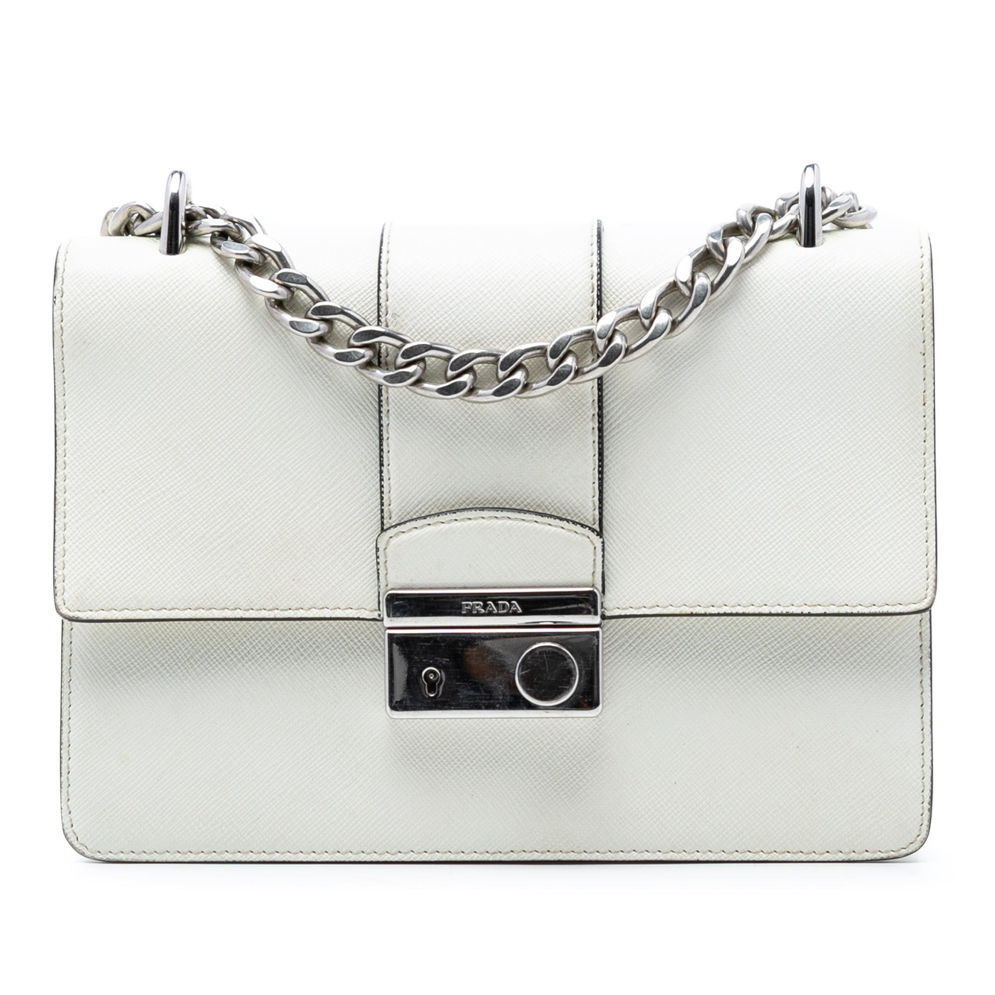 Prada Small Saffiano Sound Lock Chain Crossbody Size ONE SIZE - 1 Thumbnail