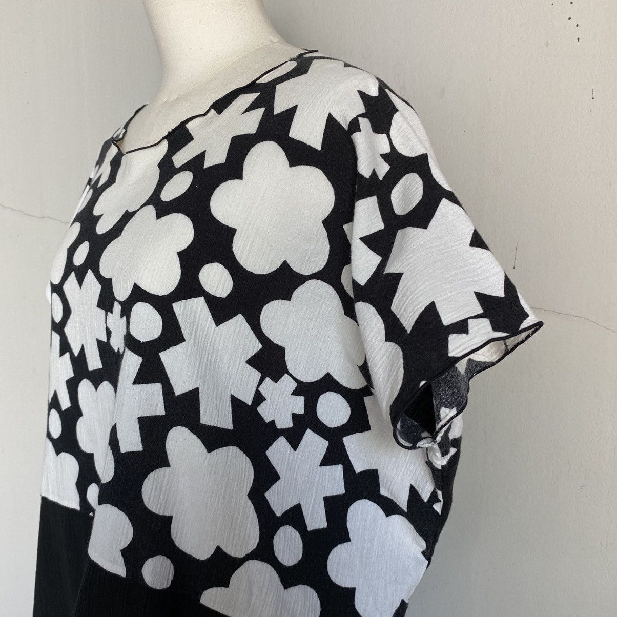 SOU SOU S O U . S O U Black and White Geometric Print Loose Blouse Size L / US 10 / IT 46 - 14 Thumbnail