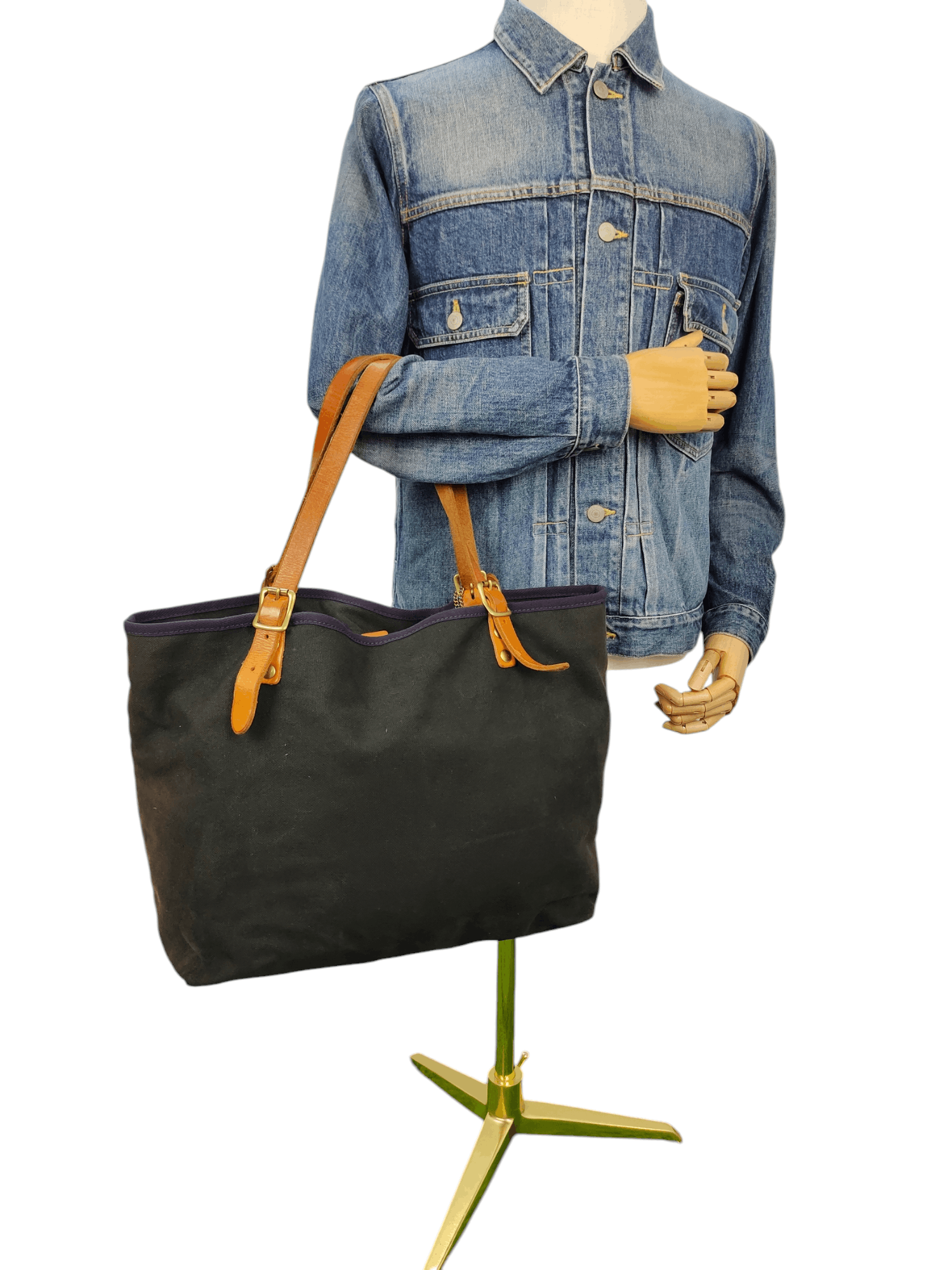 Comme des Garcons × Undercover Vintage Ship Blue Japan Faded Canvas Mix Leather Tote Bag Size ONE SIZE - 3 Thumbnail