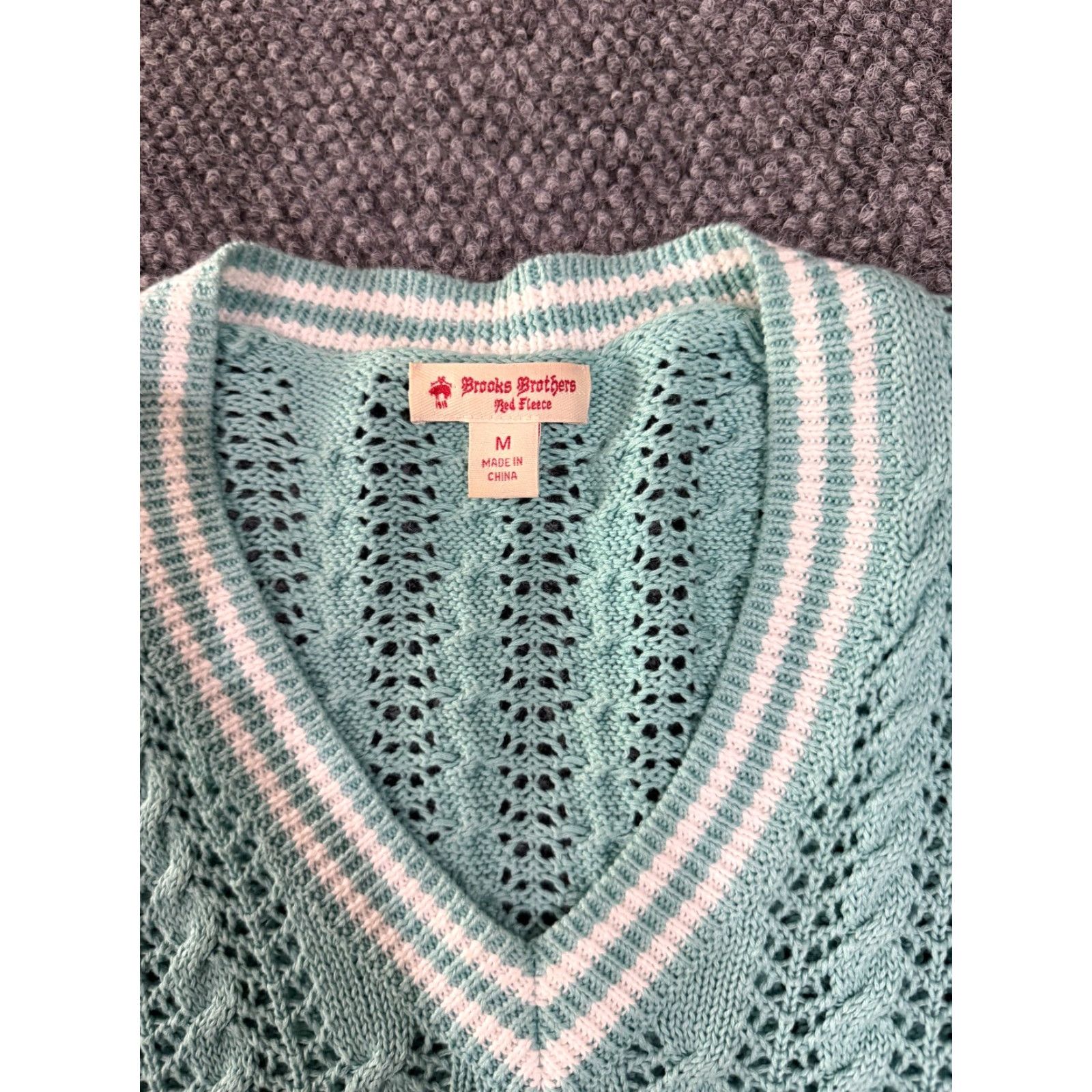 Brooks Brothers Brooks Brothers Sweater Womens M Blue Cable-Knit V-Neck Preppy Pullover Knit Cotton Regular Sleeve Long Size M / US 6-8 / IT 42-44 - 3 Thumbnail