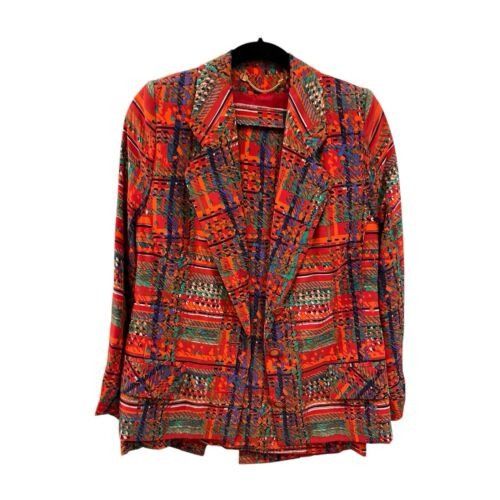 Handmade Hand Made Vintage 100% Silk Skirt Jacket Set Size L / US 10 / IT 46 - 4 Thumbnail